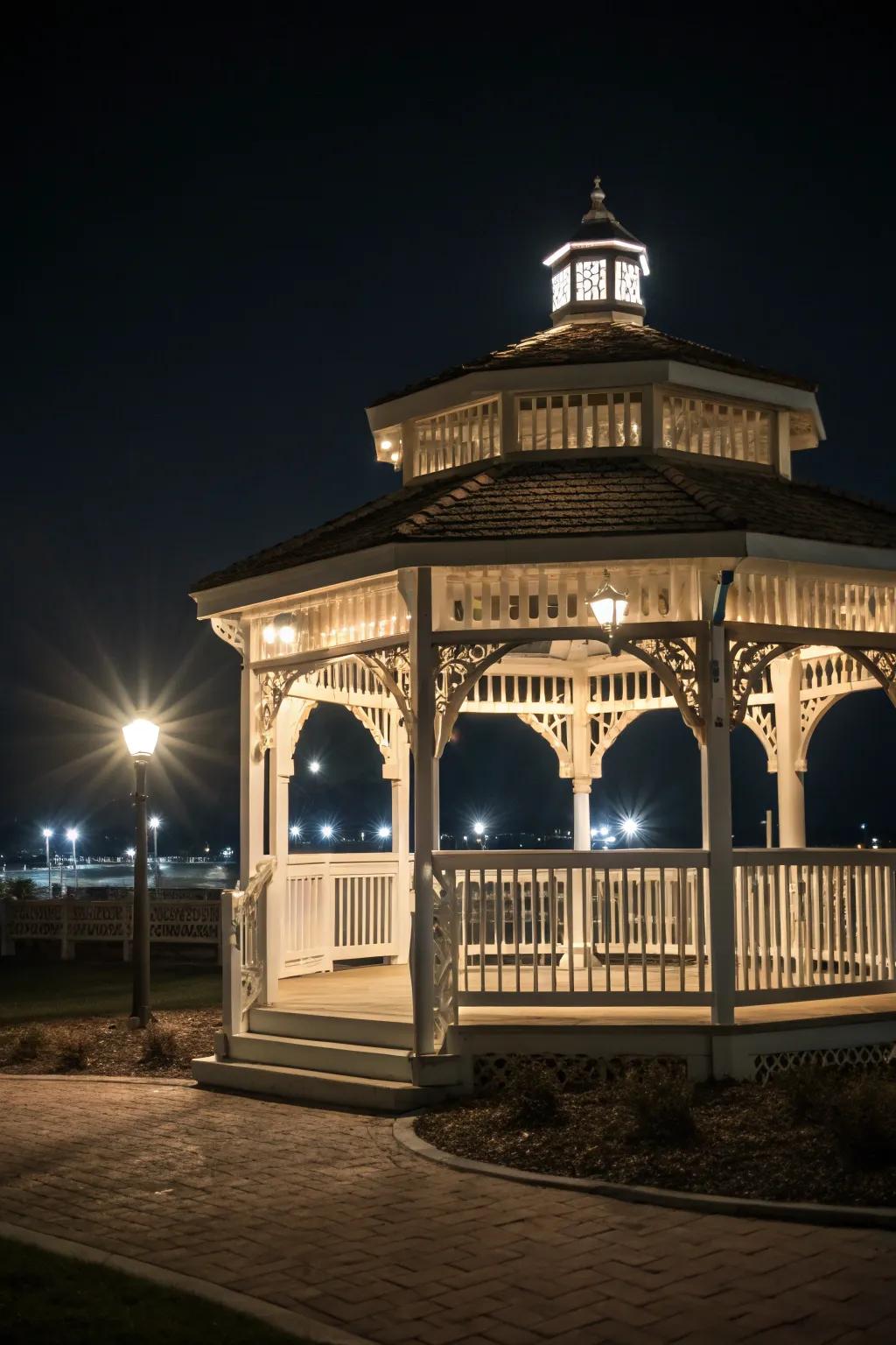 Spotlights accentuate structural qualities, appending profundity and theatrics.