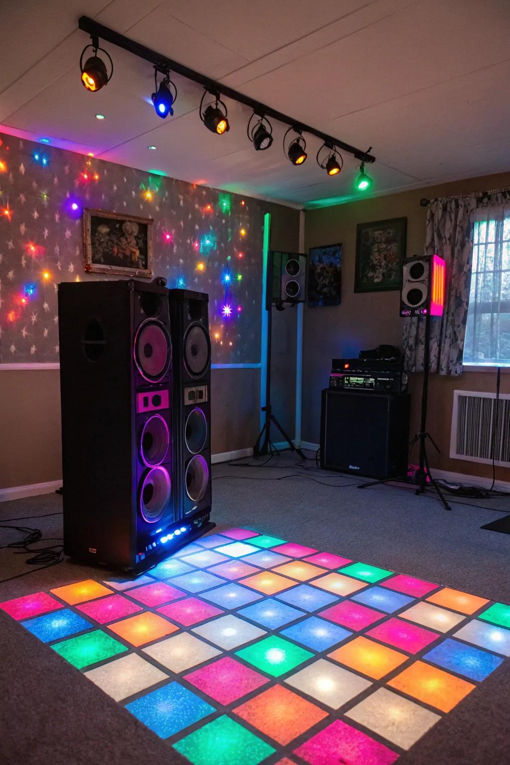 A vibrant terpsichore clearing conducive to vigorous function amusement.