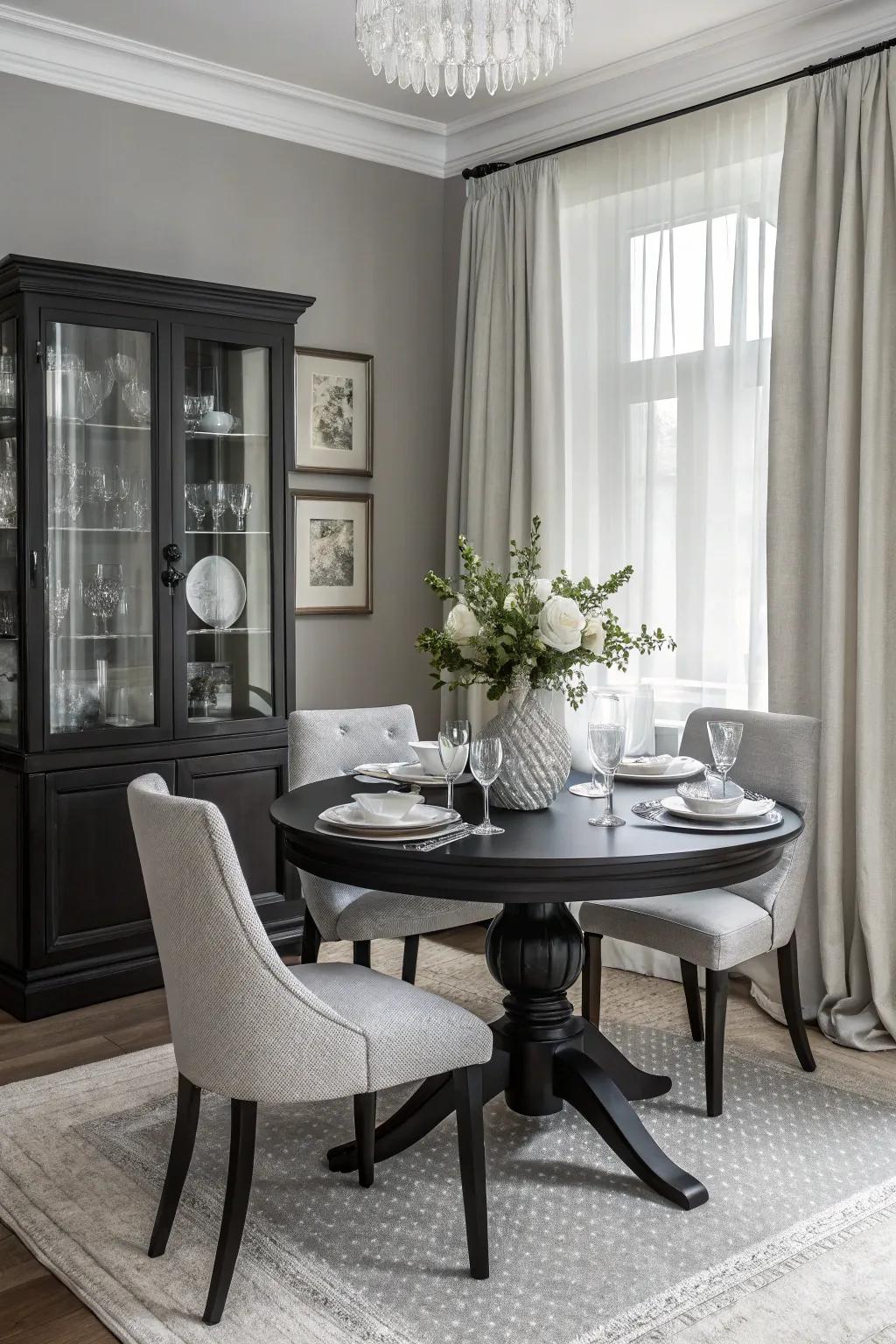 Monochrome design offers sleek sophistication.