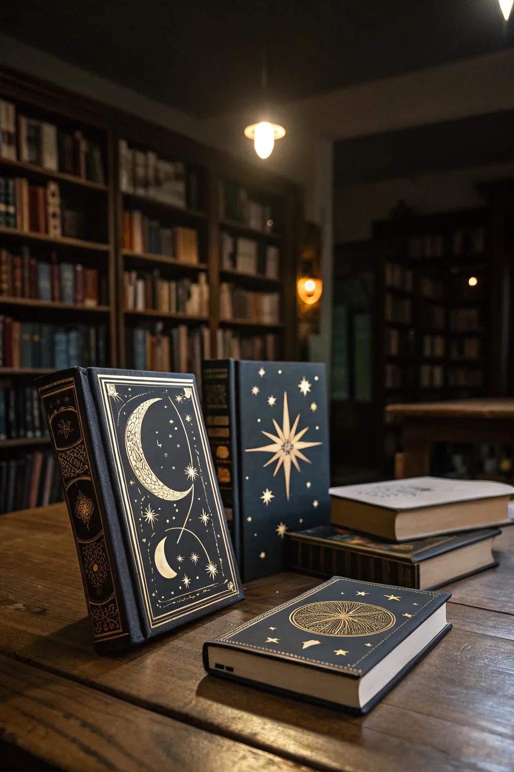 Mystical book covers lend an enchanting essence to your decor.