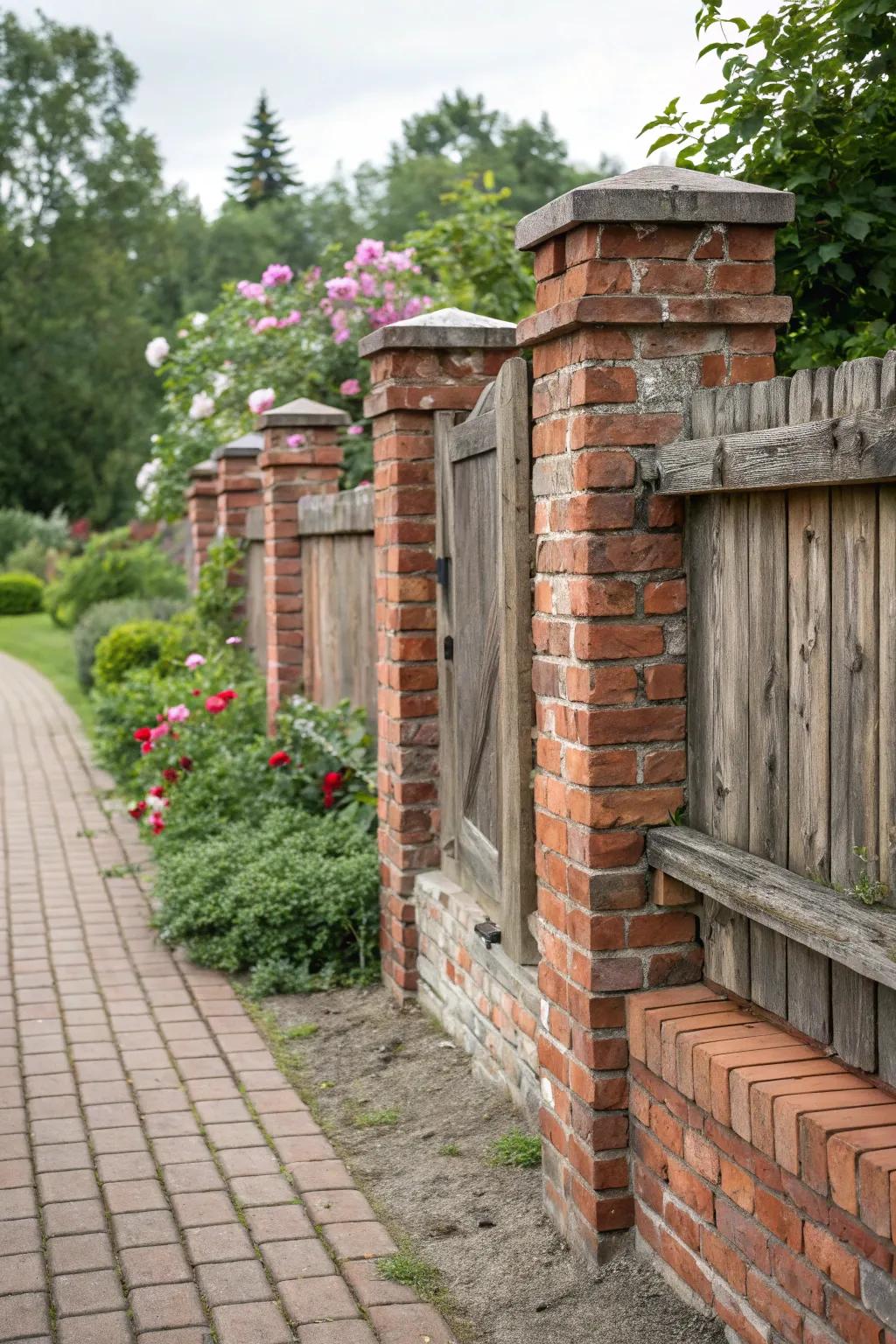 Countryside timber features infuse warmth and texture to masonry perimeters.