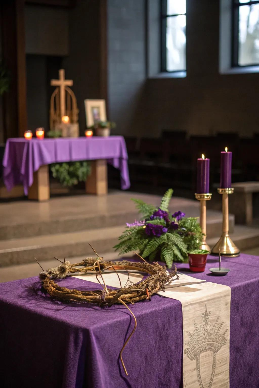 Seasonal decorations maintain a relevant and spiritually stimulating atmosphere throughout your prayer corner.