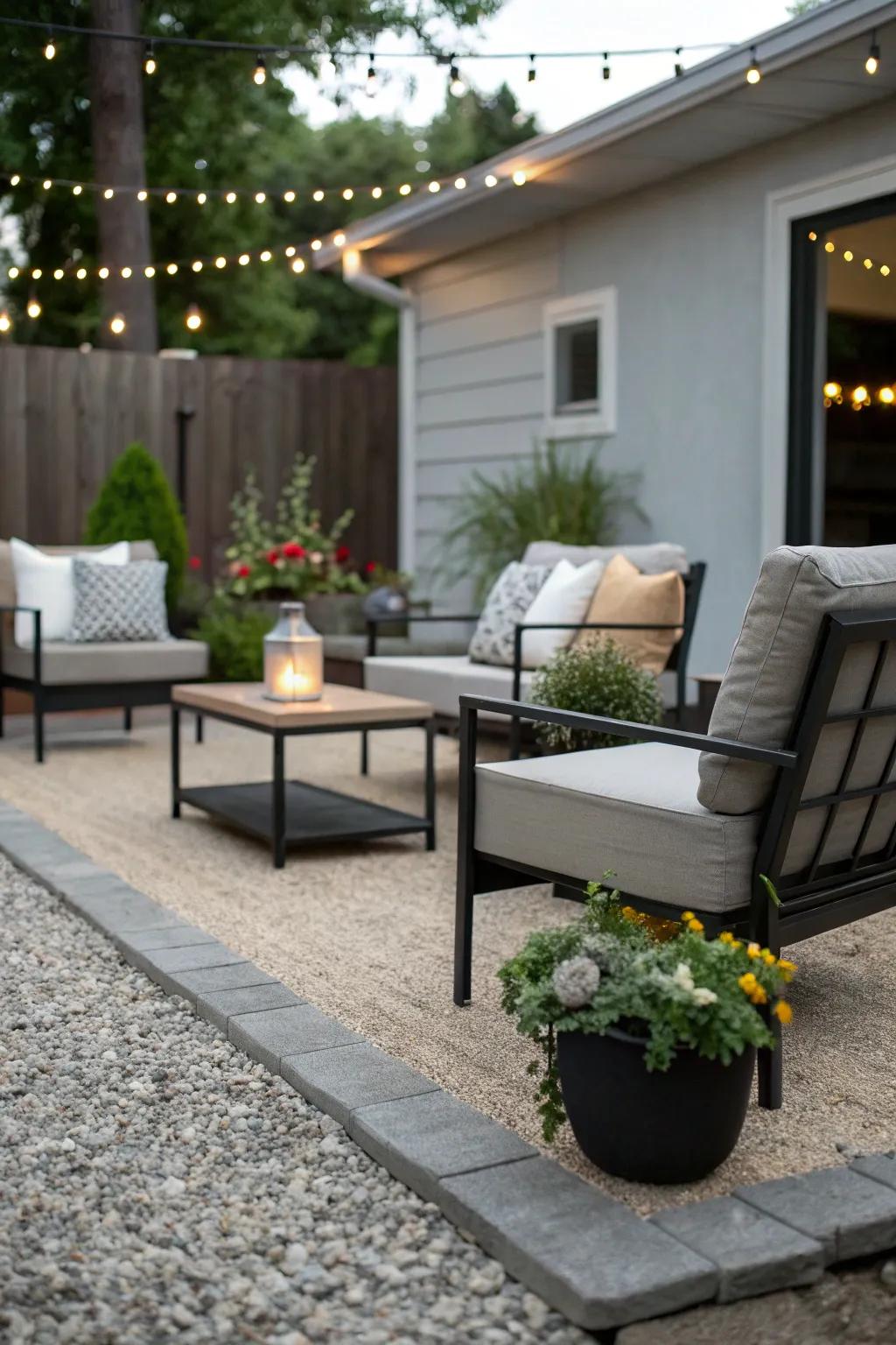 A durable and stylish patio surface featuring crushed granite.