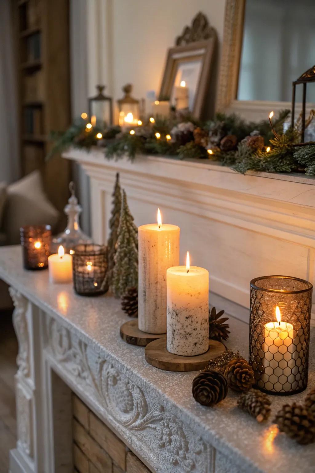 Lights contribute warmth and glimmer to your holiday ornamental theme.