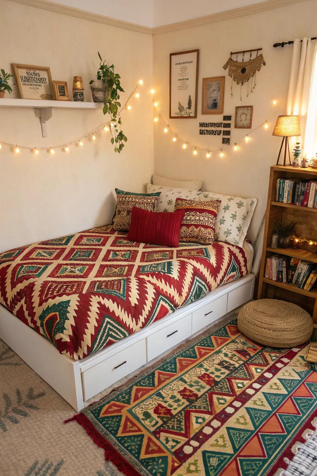 Striking patterns inject life and style into a corner bed.