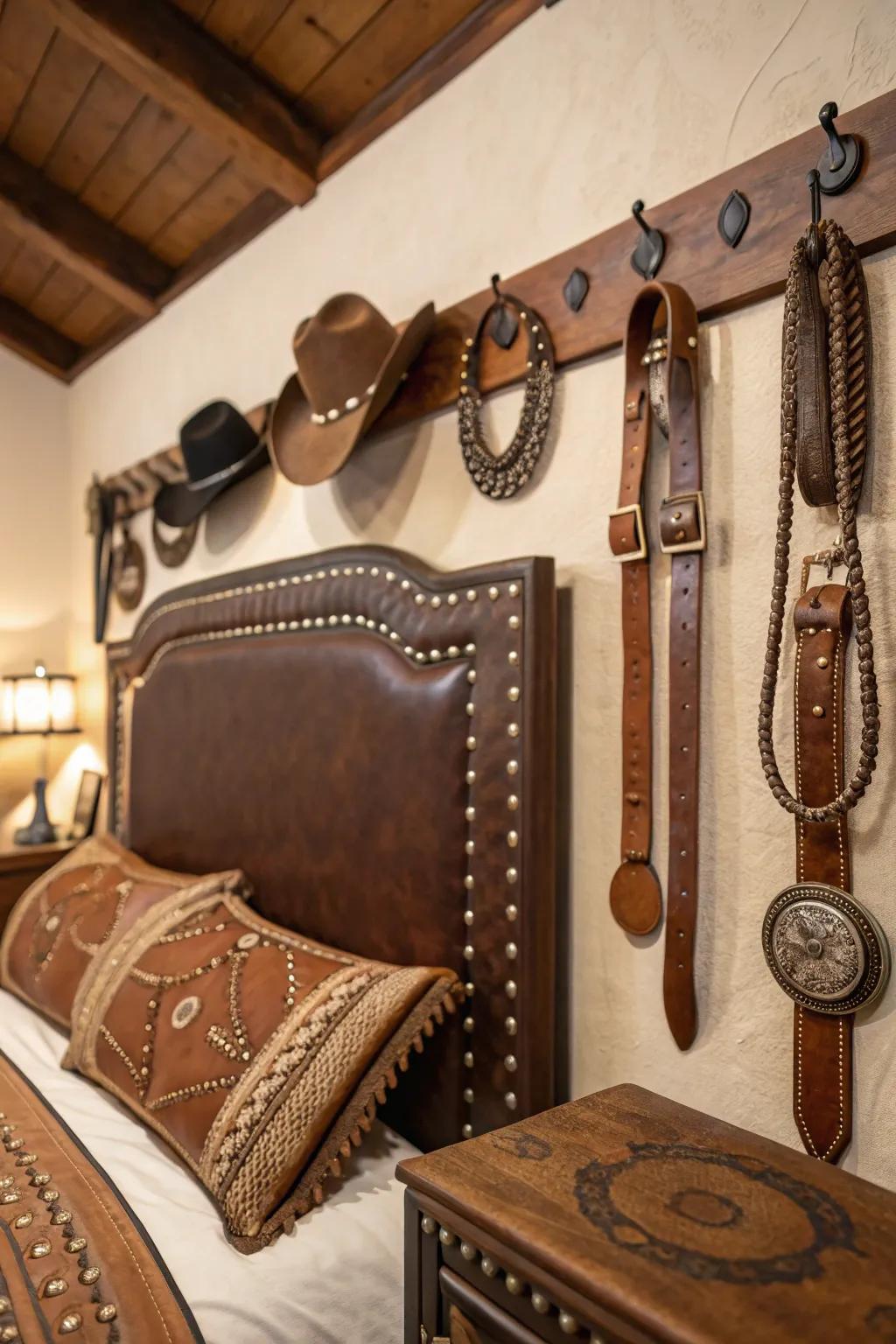 Leather designs inject rugged elegance.