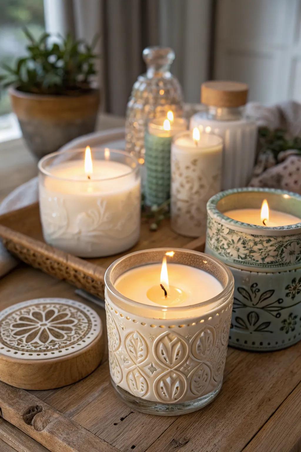 Handcrafted fragrant wax cylinders, incorporating a personal fragrance to the abode.