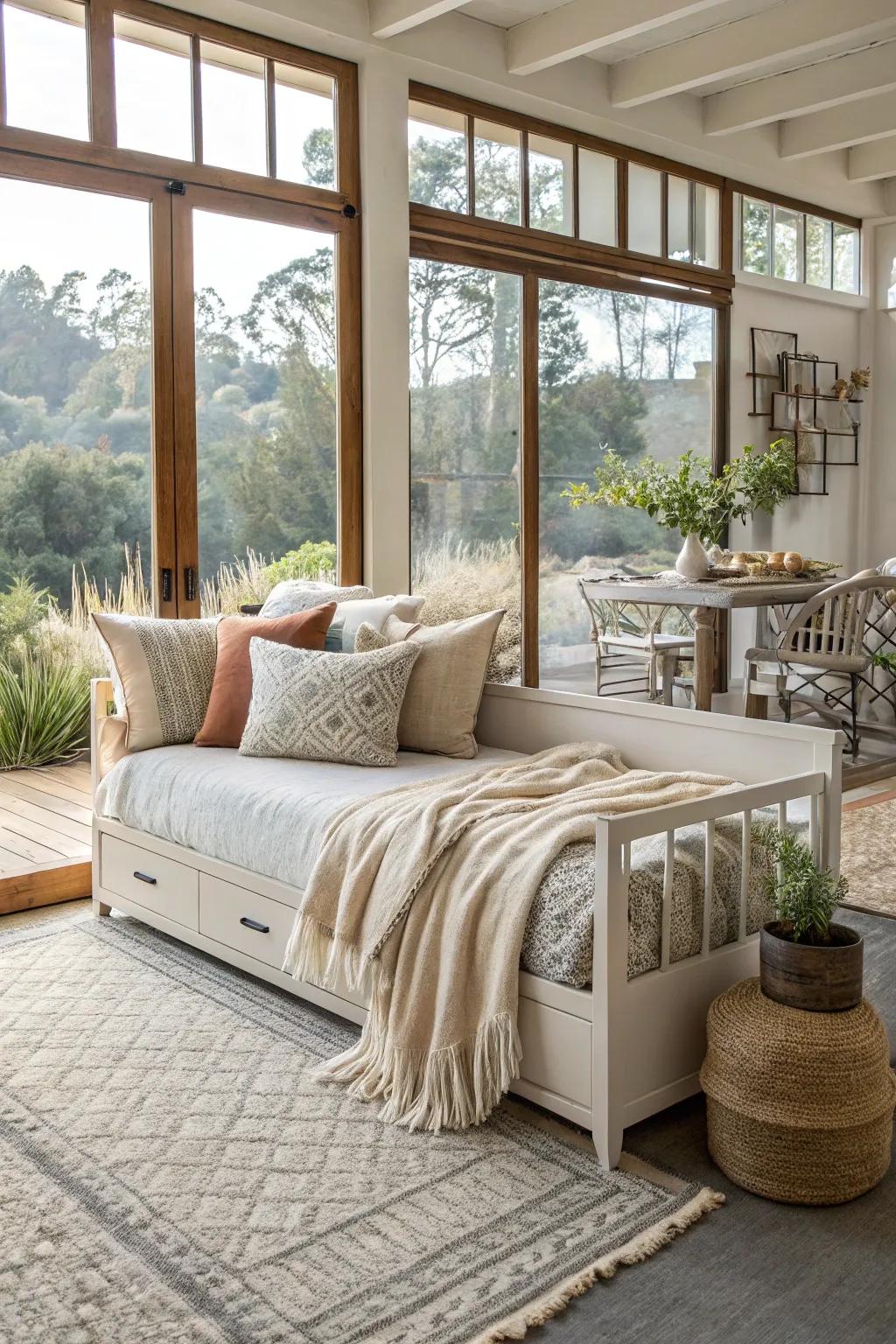A multi-functional space featuring a daybed adept at serving varied needs.