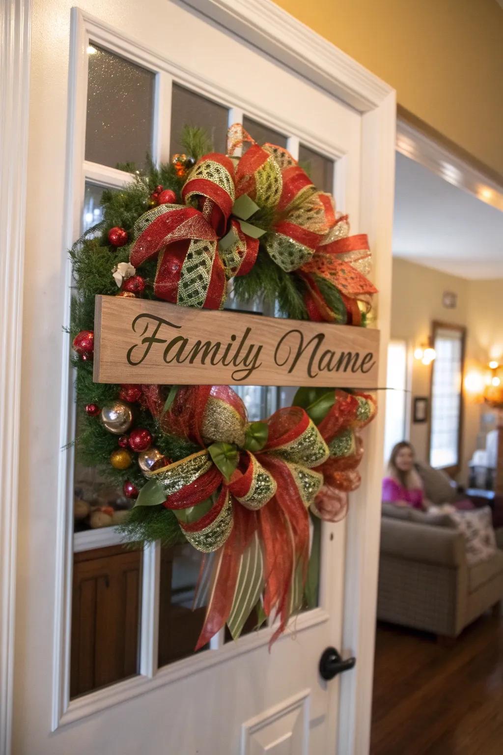 A monogram infuses this autumnal wreath with a personal essence.