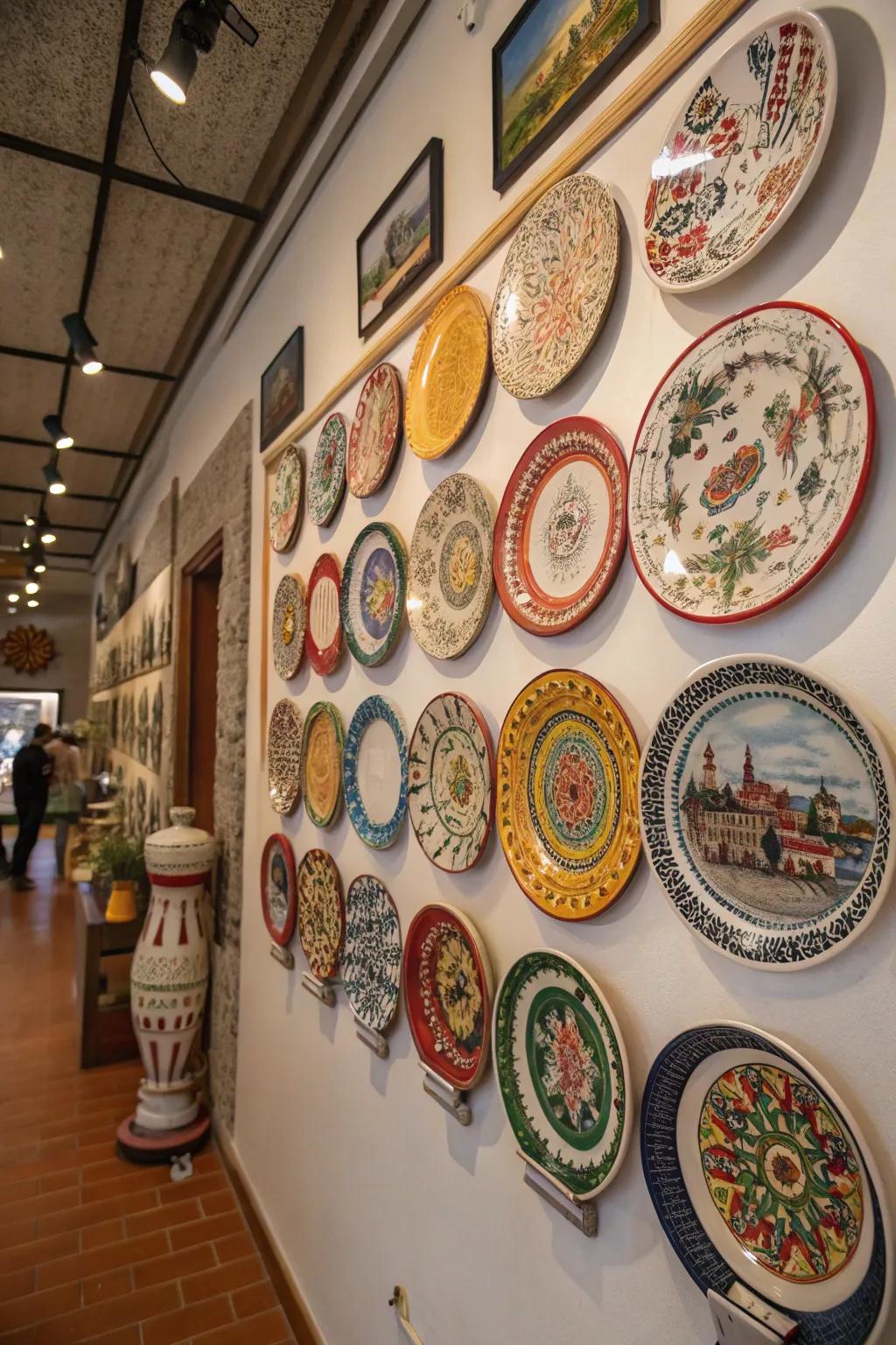 A cultural assortment of plates adds diversity and tells a tale.