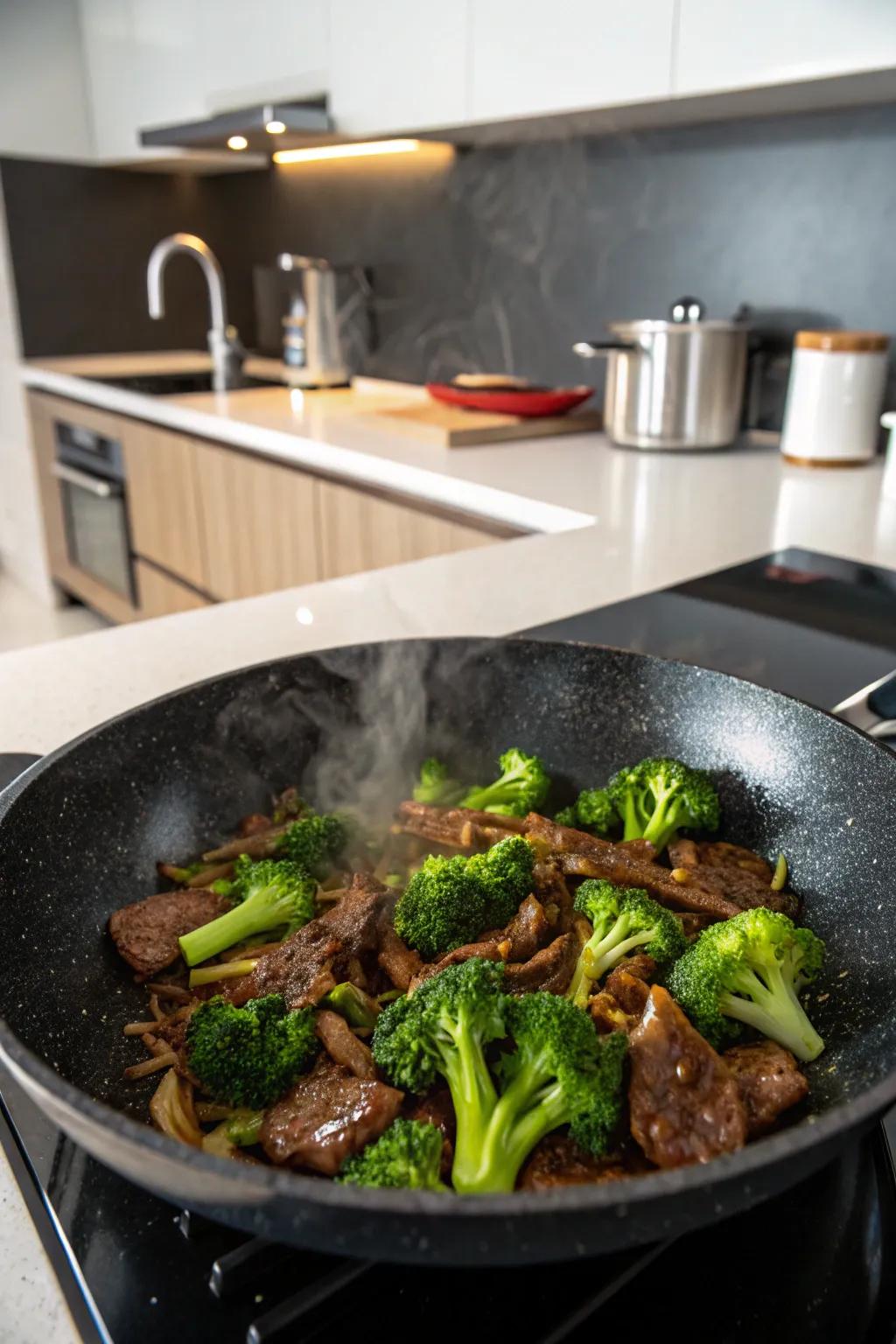 Beef and greens stir-fry, a swift and savory repast.