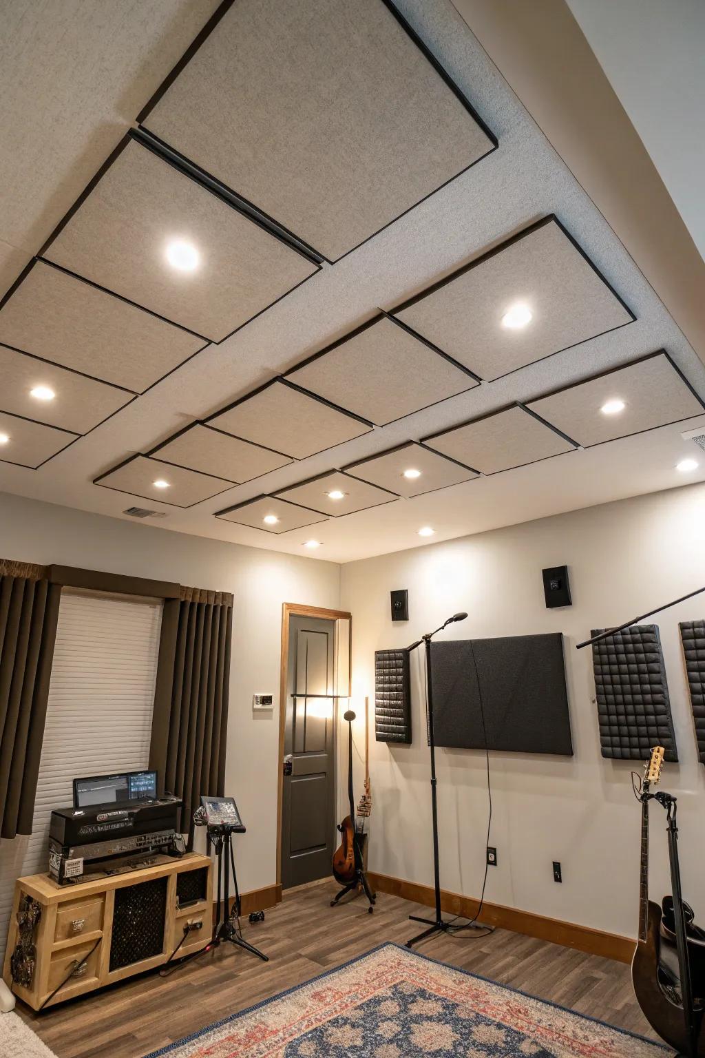 Sound and style are enhanced by acoustic panels.