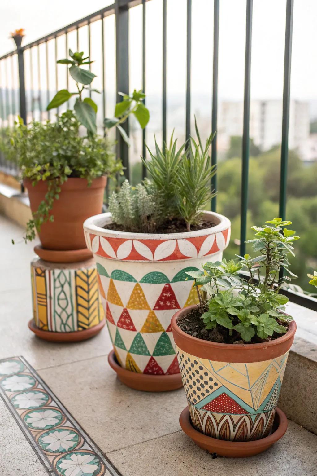 Transform your plant corner with colorful terracotta pots.