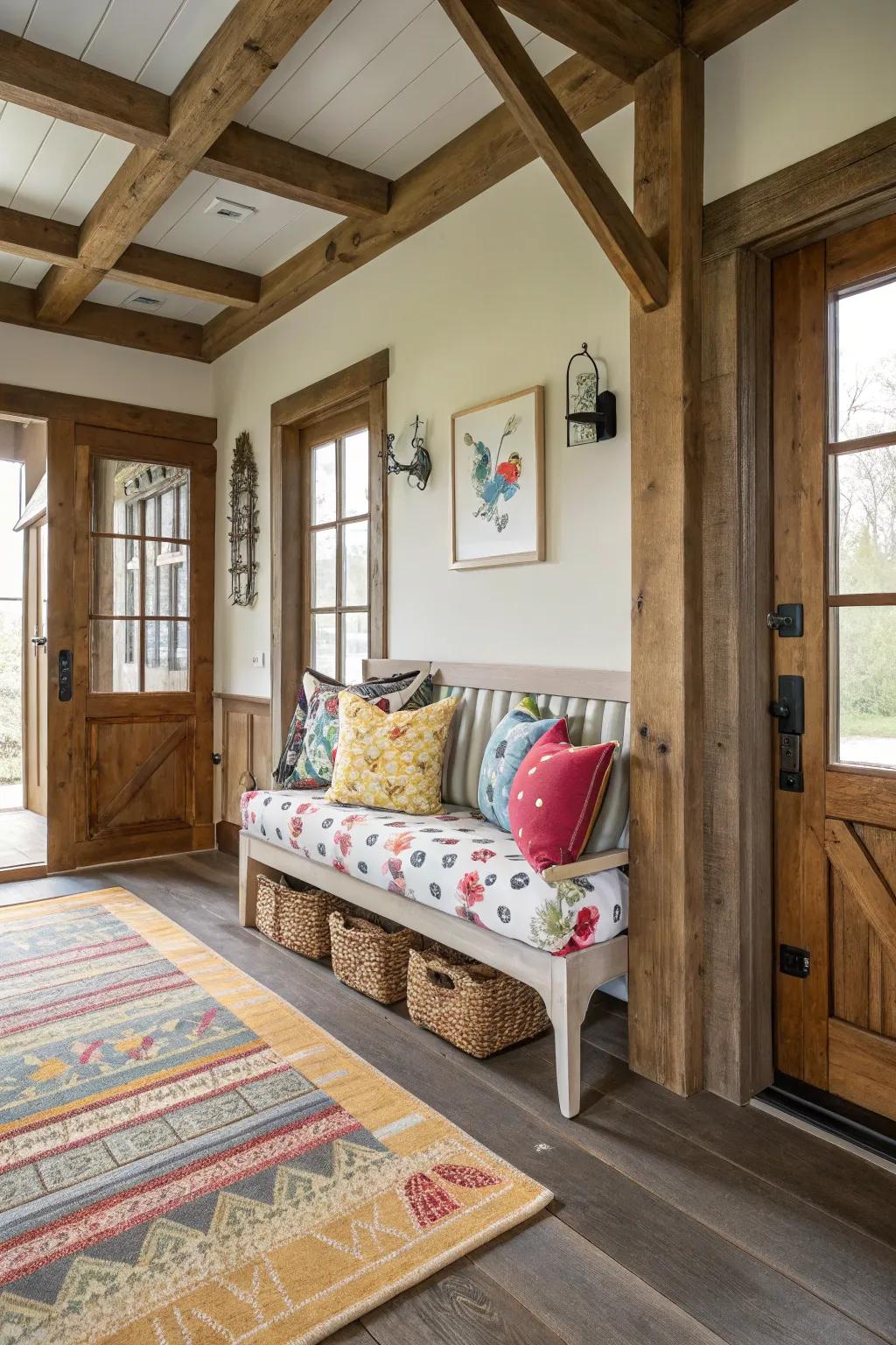 Playful accents on the bench introduce delight and surprise.