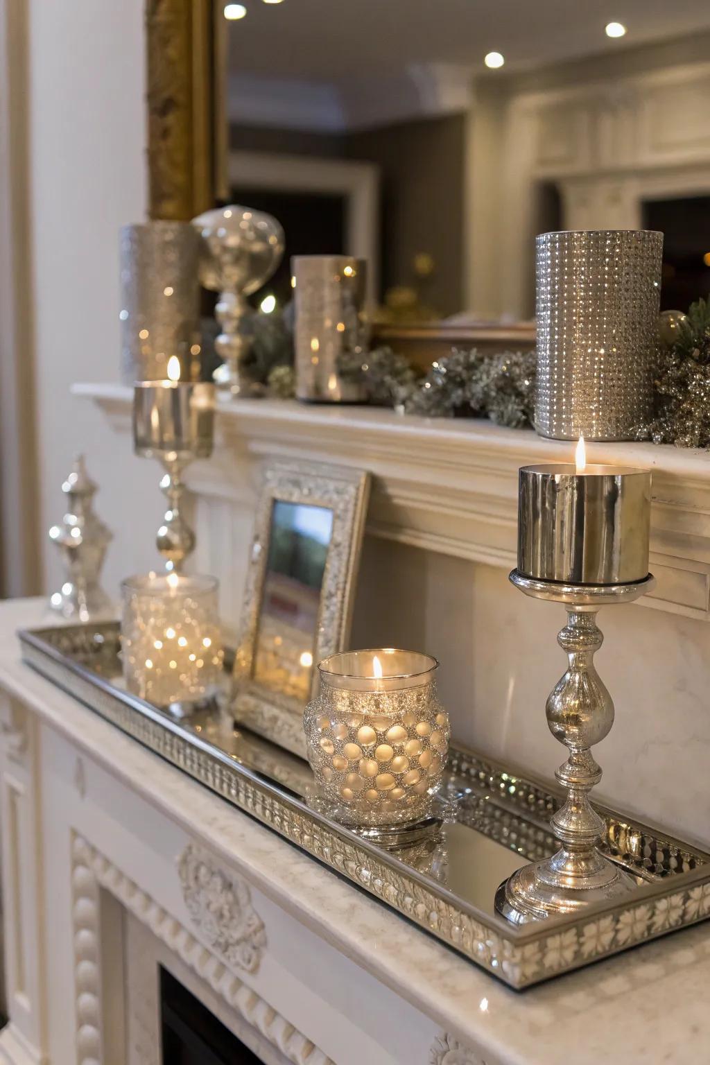 Reflecting facades bestowing sparkle and luxury upon the mantel.