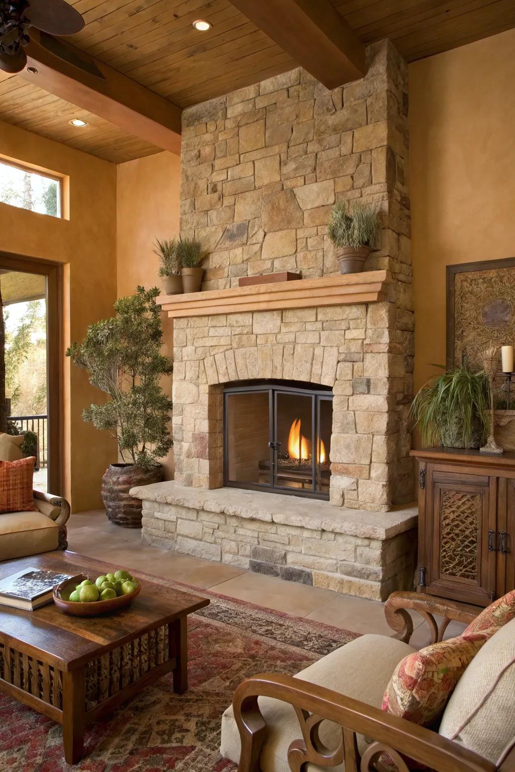 Natural stone offers an inviting look.