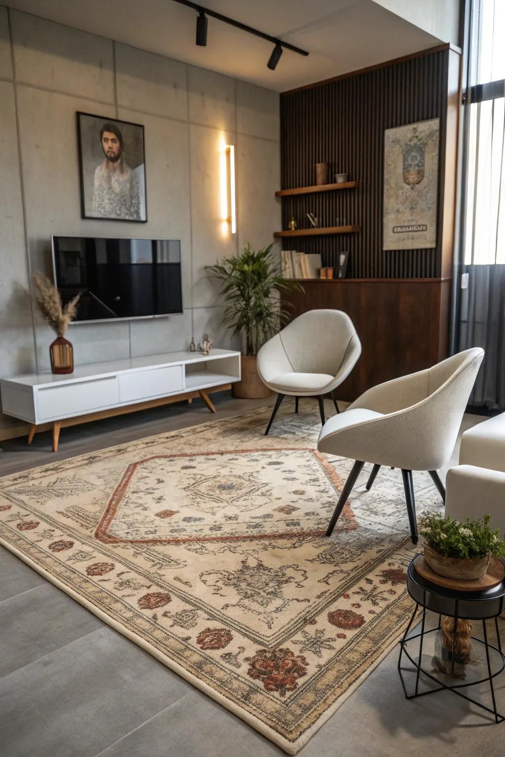 Vintage-inspired floor coverings infuse spaces with a sense of history and charm.