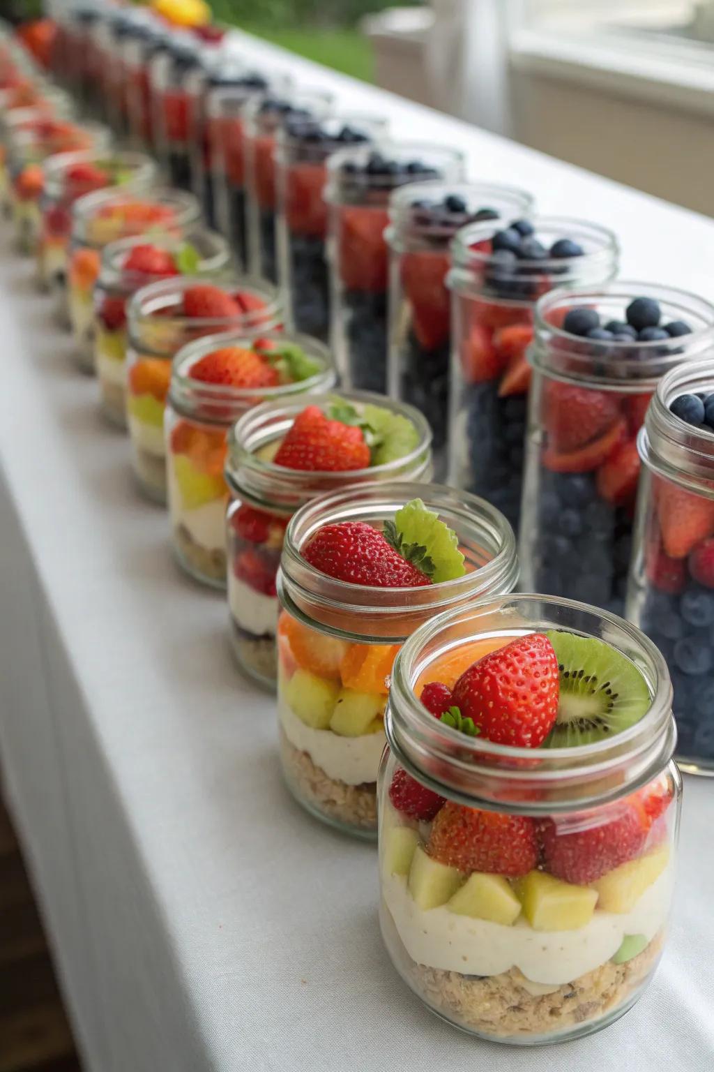 Chic fruit jars extend a fashionable grab-and-go repast.