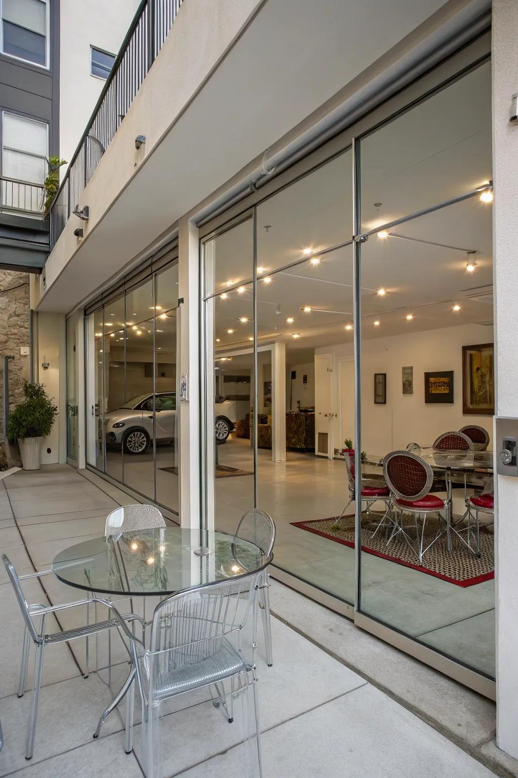 Reflective finishes enhance luminosity and generate the deception of space.