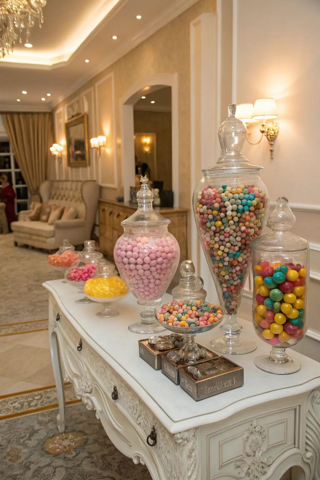 Confection vessel focal points introduce height and elegance to your display.