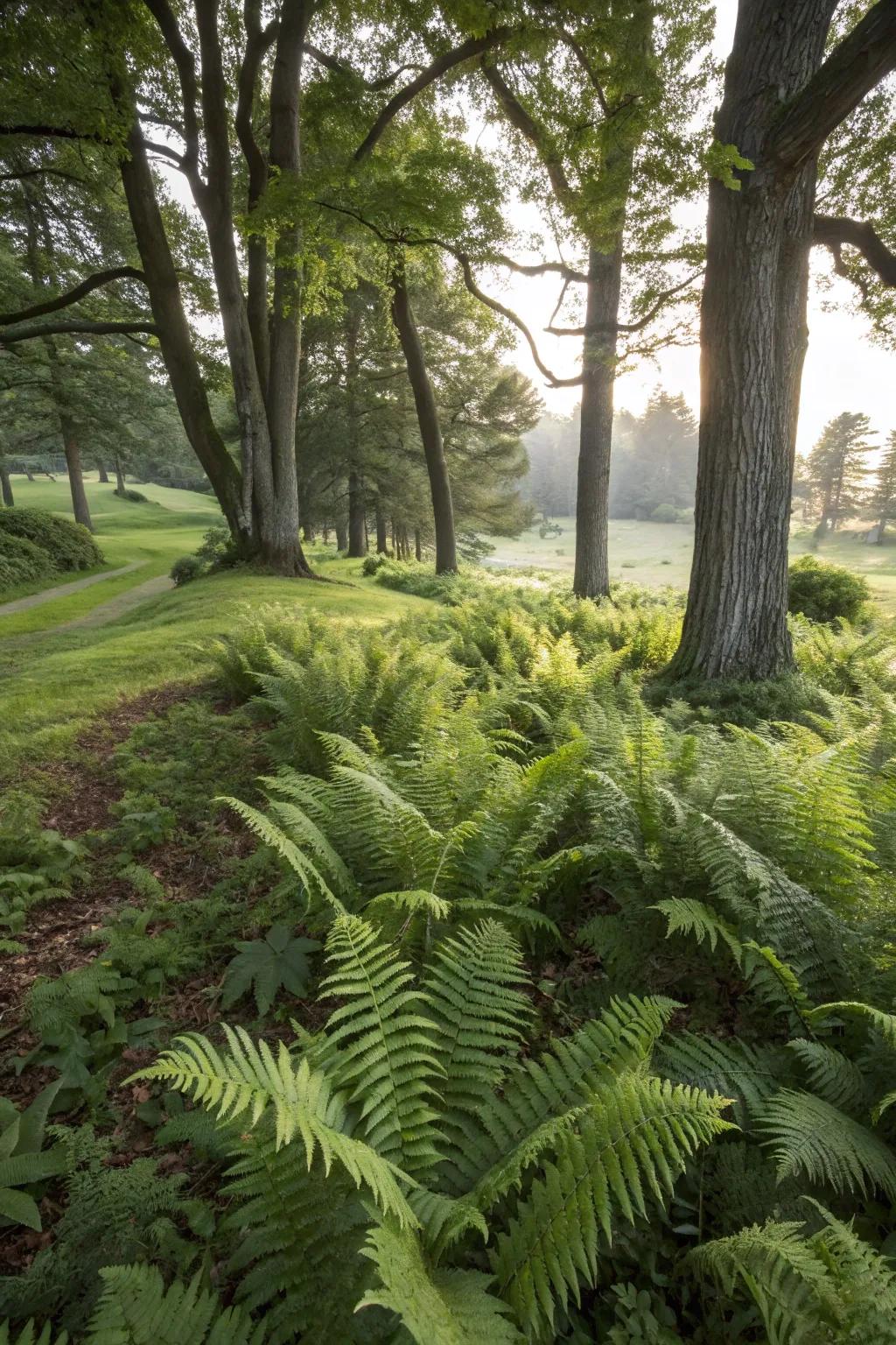 Filicinae landscapes impart softness and greenery to shaded areas.