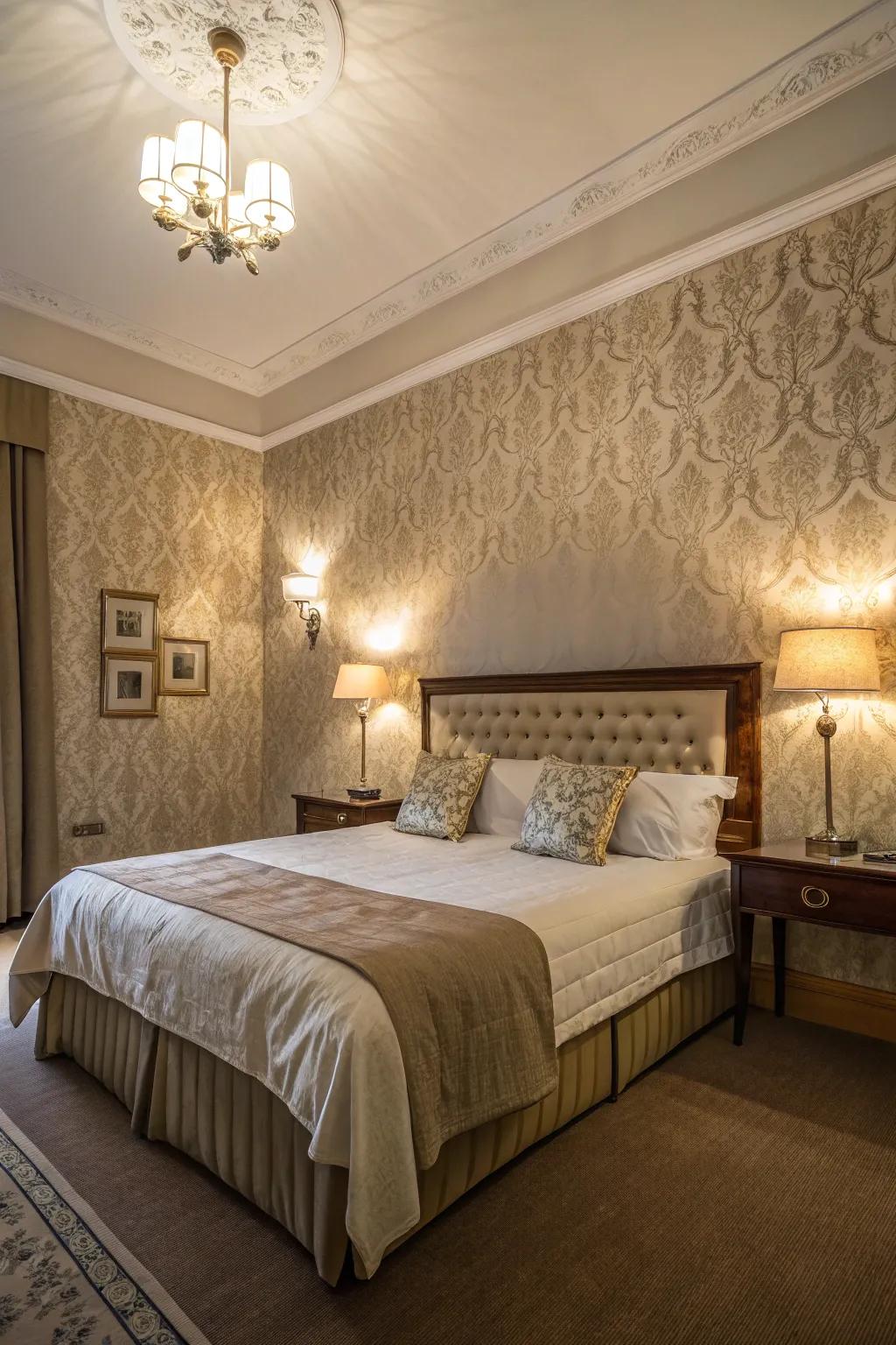 Textured walls enhance dimension and sophistication.