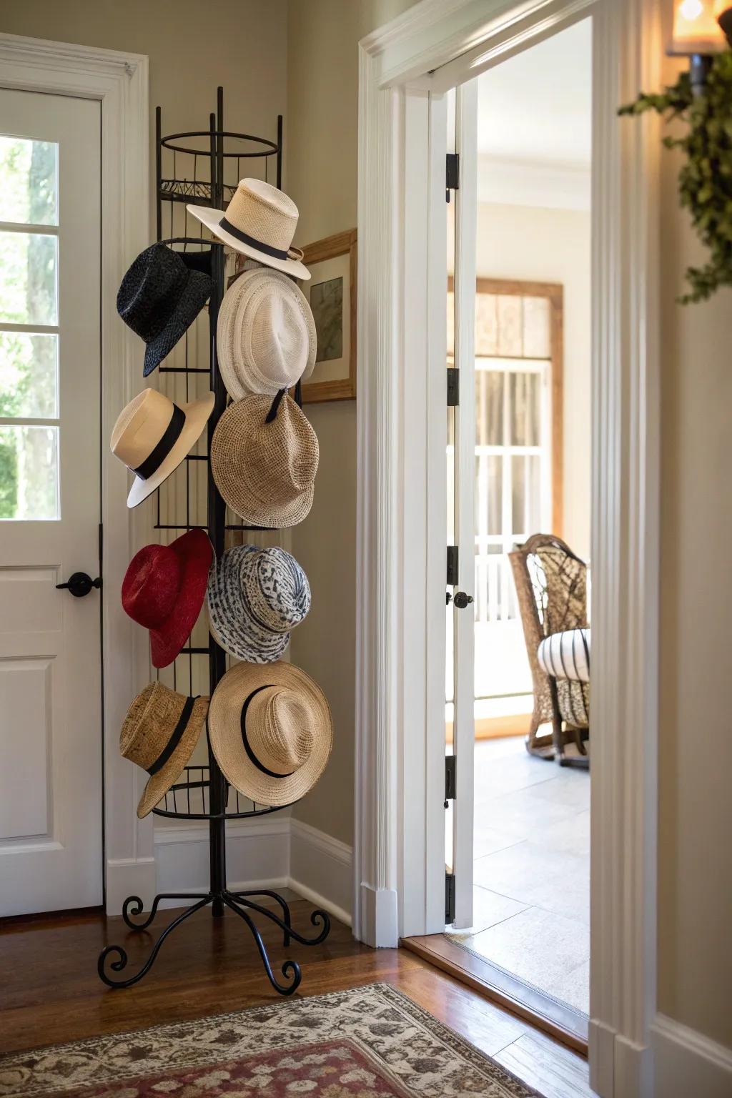 Hat supports provide effortless access and refined display.