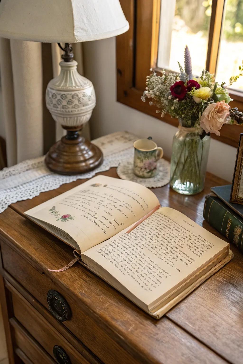 An heirloom literary work that carries stories and personal connections across generations.