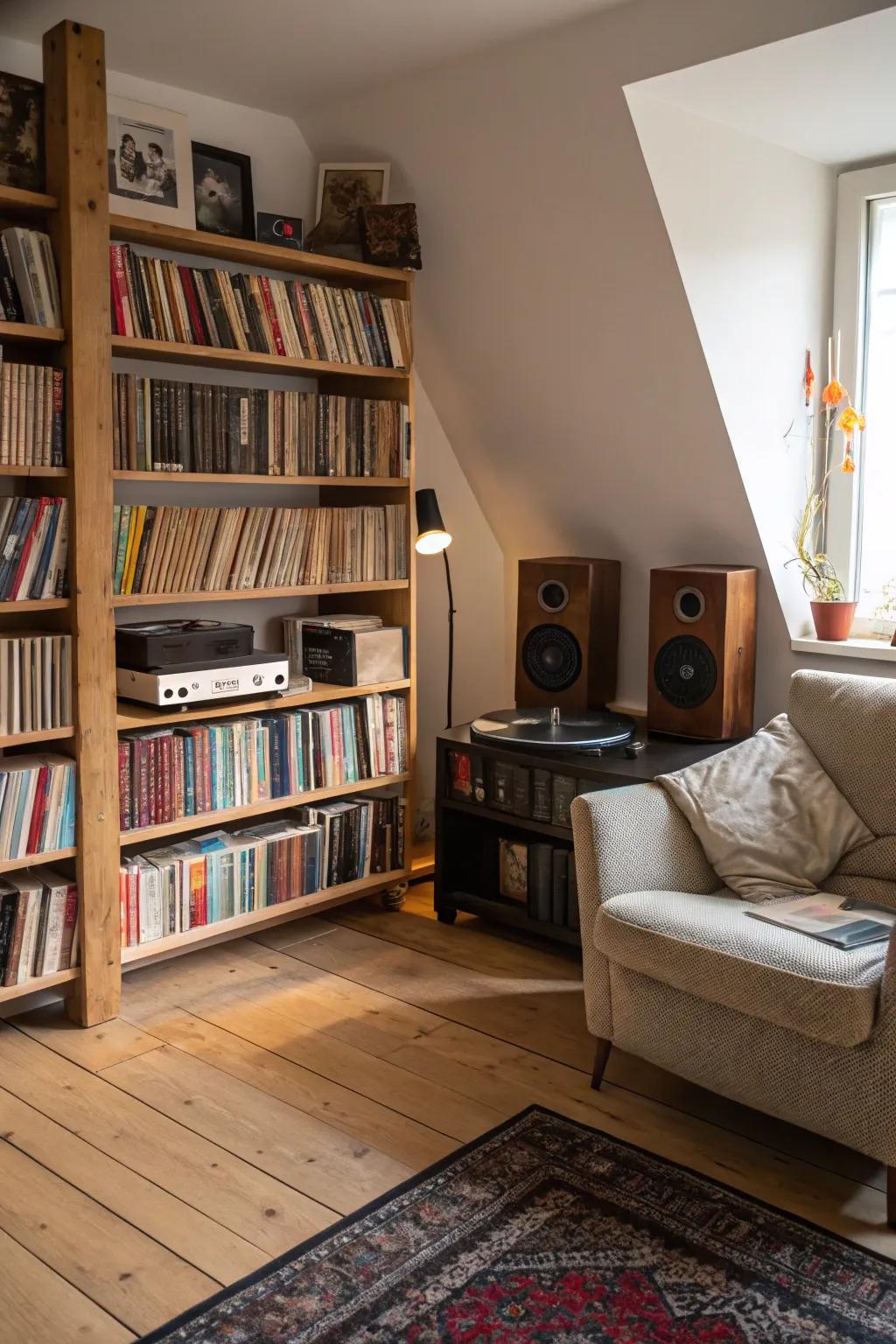 A music area enriches the library atmosphere.