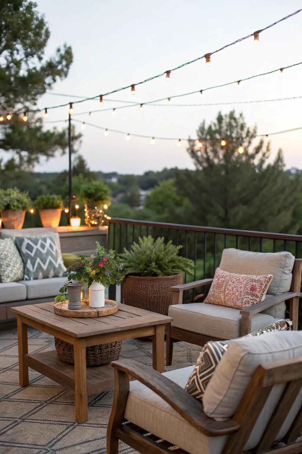 An inviting outdoor zone ideally suited for relaxation and amusement.