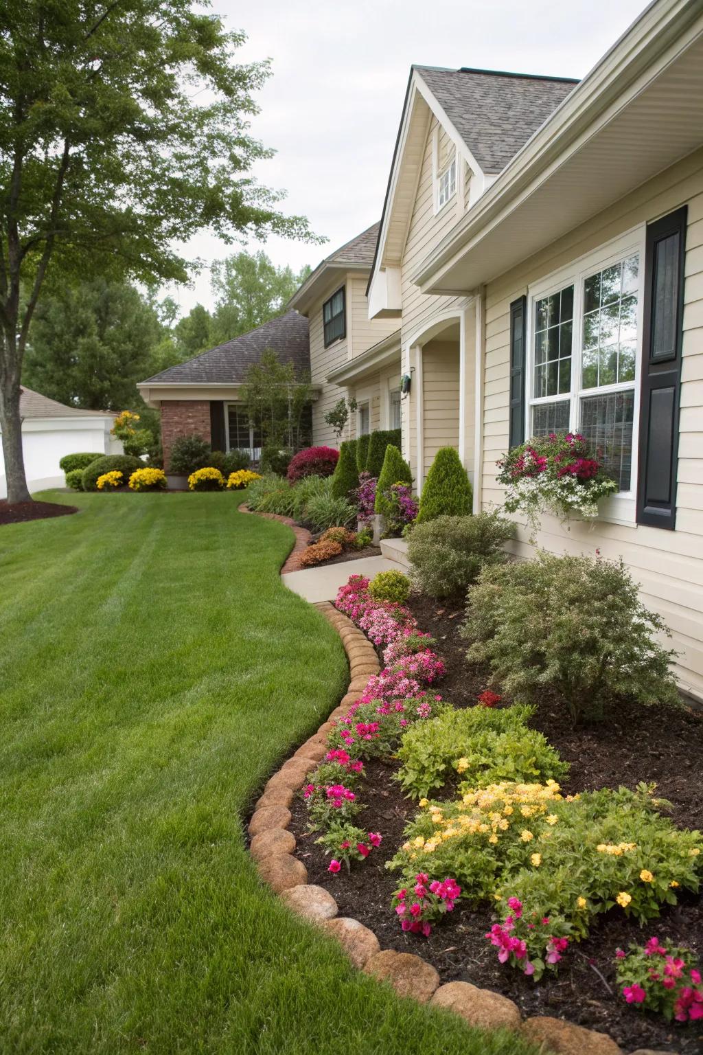 A home's exterior appeal enhanced with thoughtful landscape design.