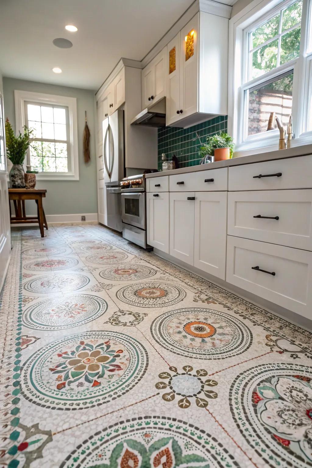 Incorporate a spirited hint utilizing charming copper coins tiles.