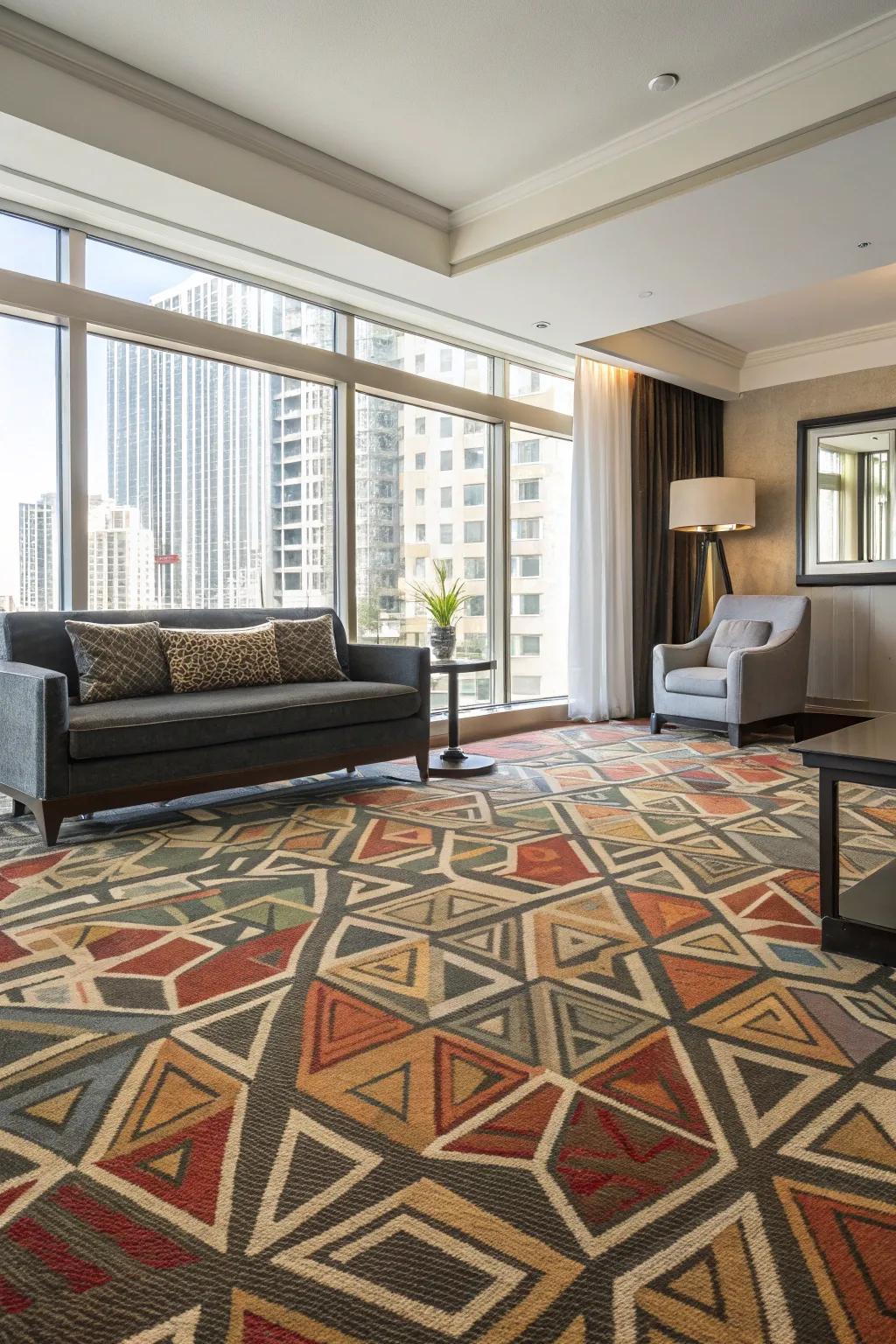 Geometrical motifs contribute impact and artistry.