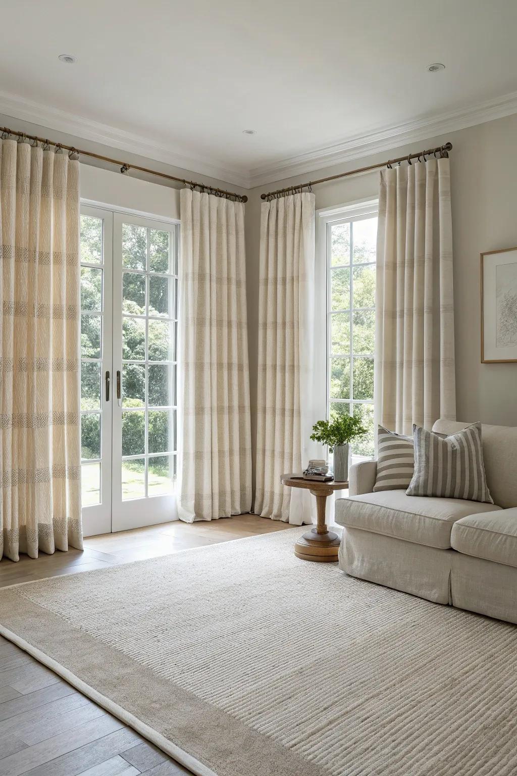 Delicate stripes affix visual fascination to minimalist window covering designs.