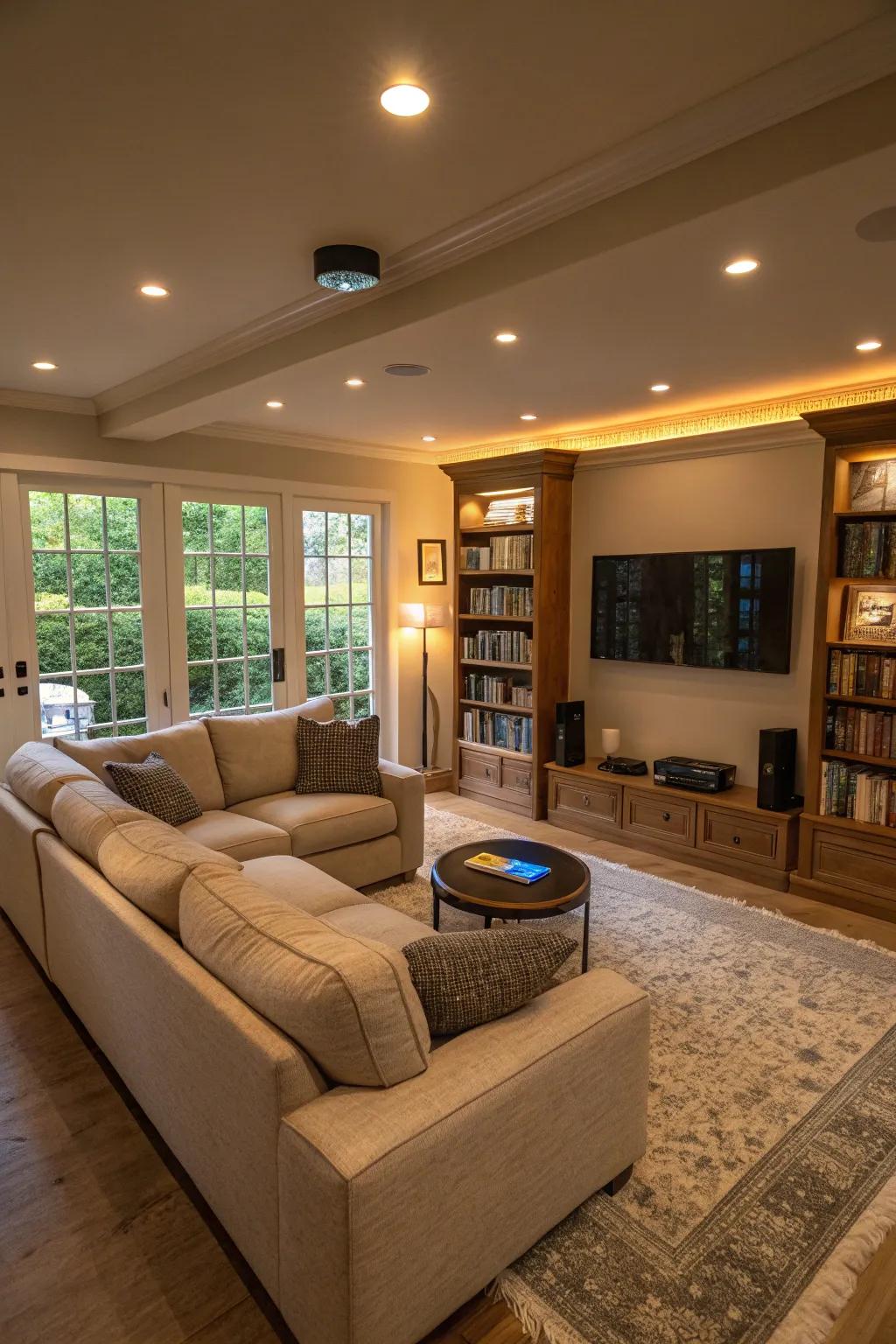 Smart technology seamlessly integrates with a sectional.