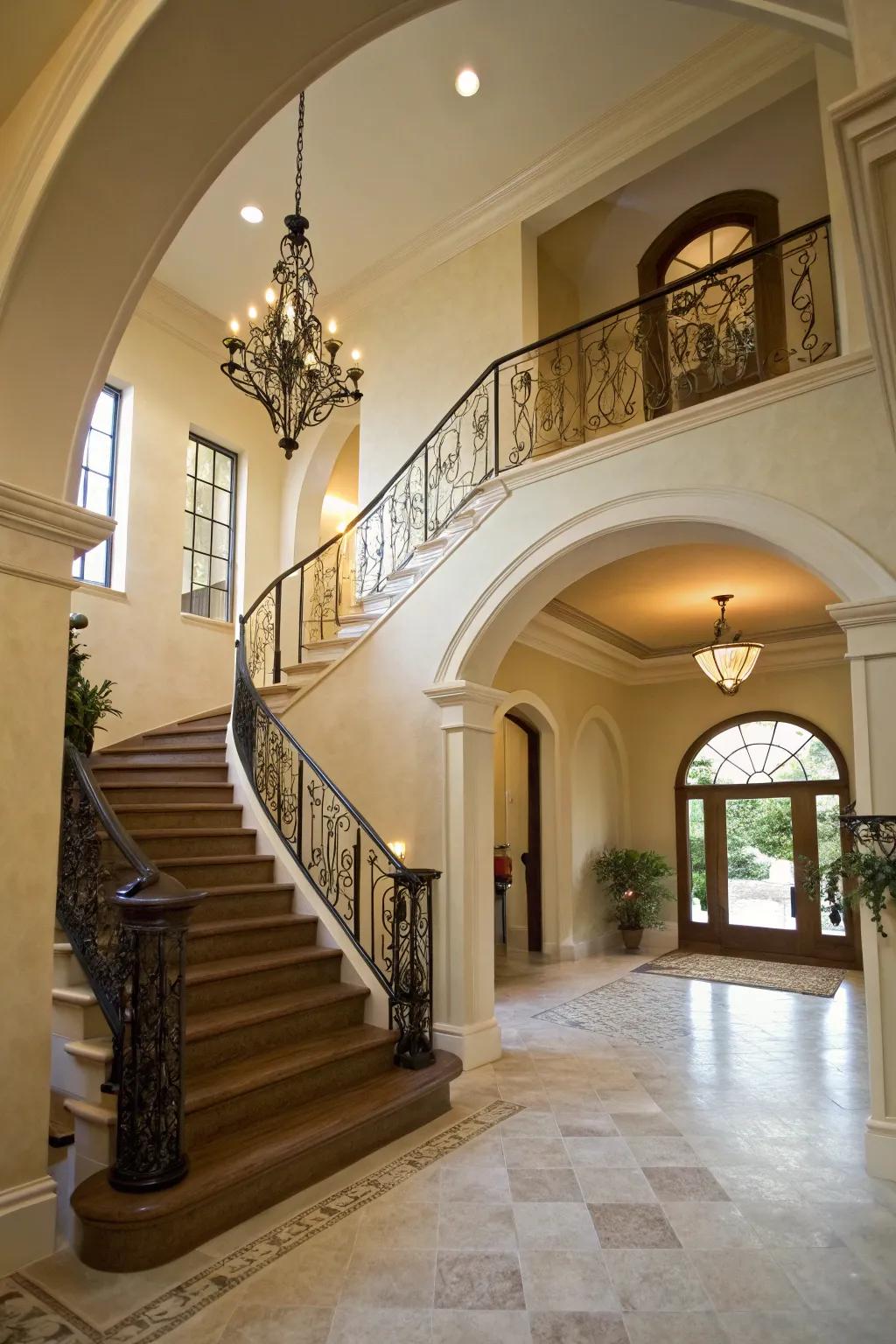 A lobby showcasing its architectural attributes