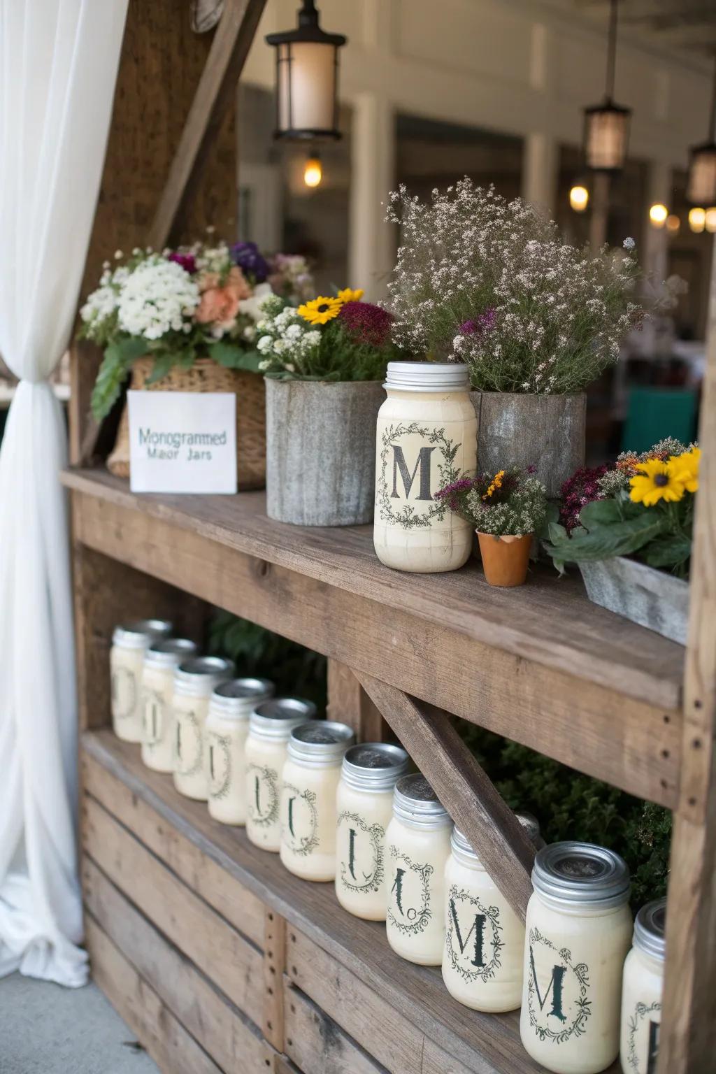 Personalize your decor utilizing vintage marked glass jars.
