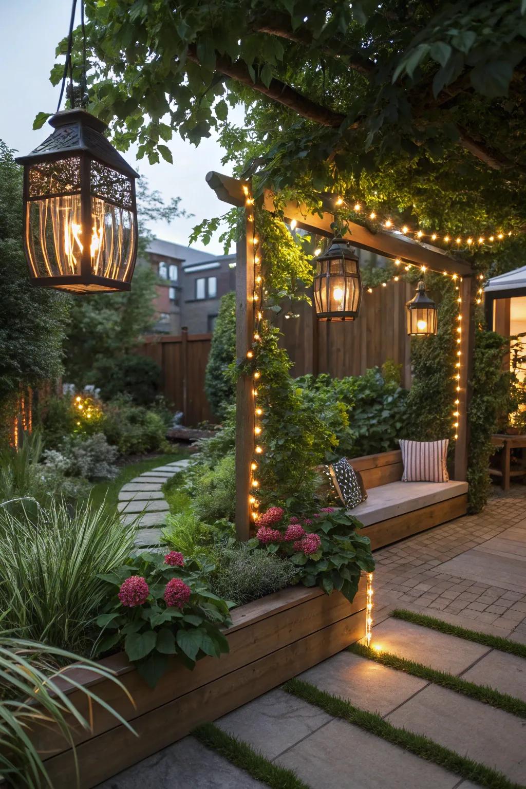 Lighting improves the mood and performance of garden areas.