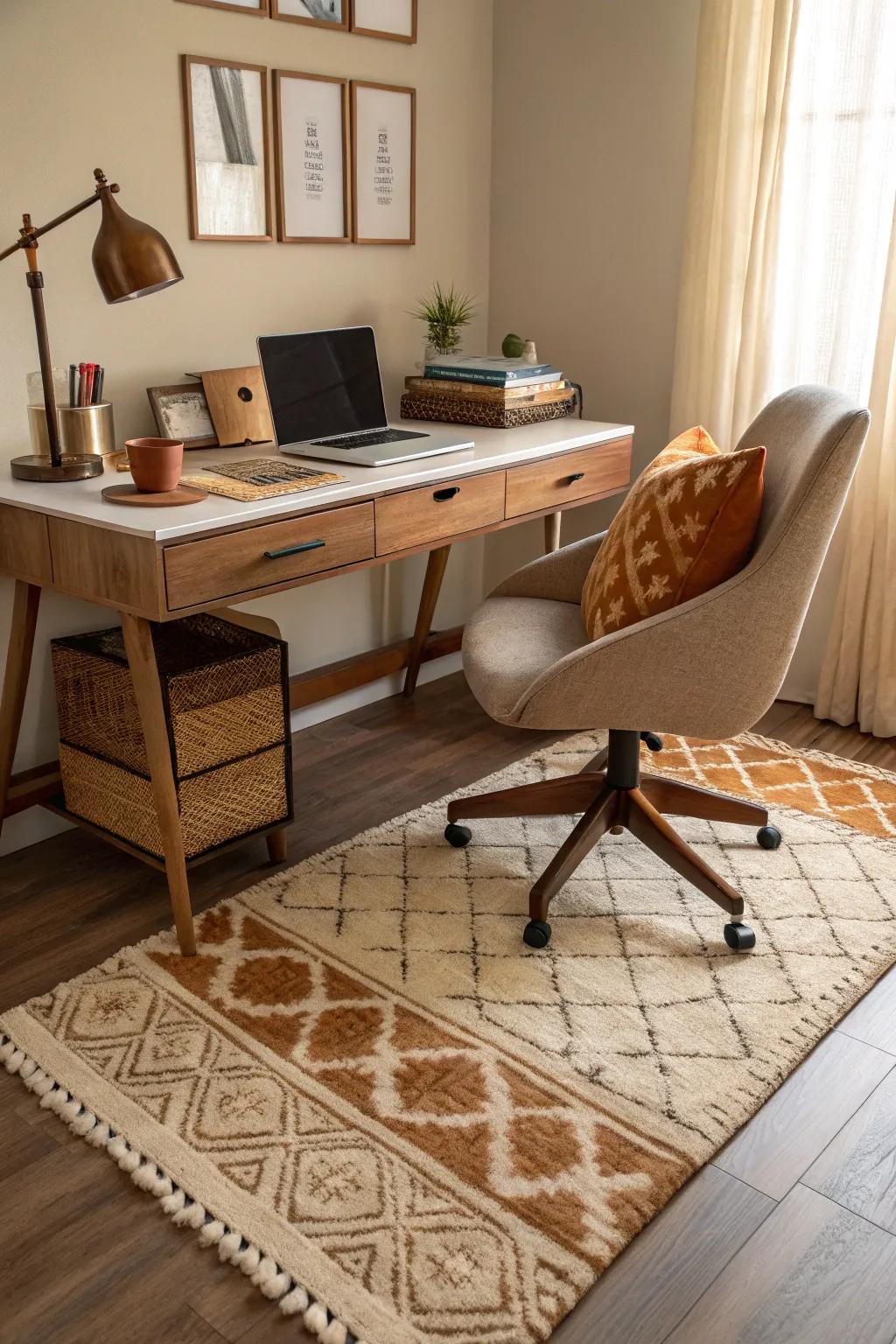 A luxurious rug adds warmth and definition.