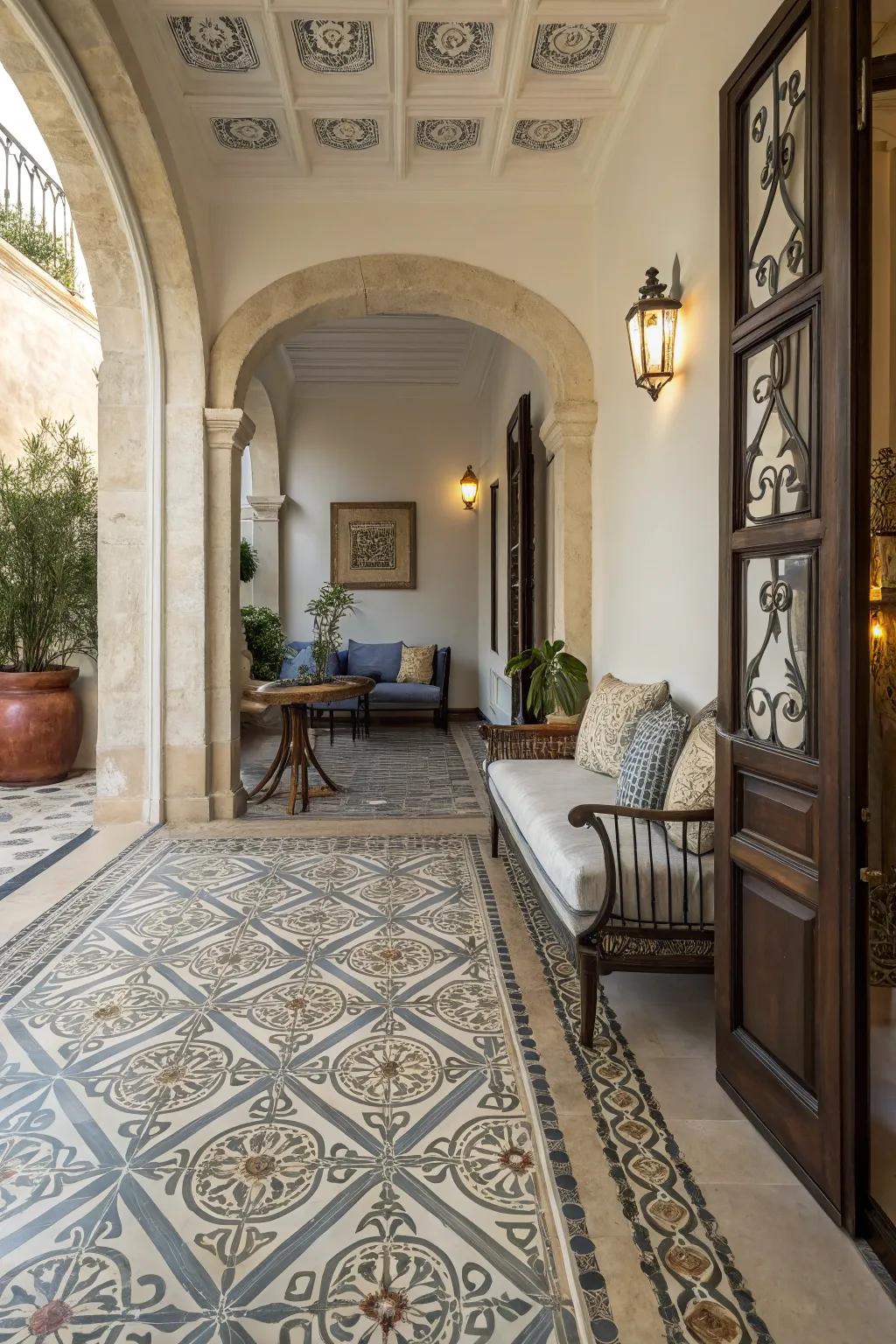 Visual pathways throughout an entryway enhance flow and movement.