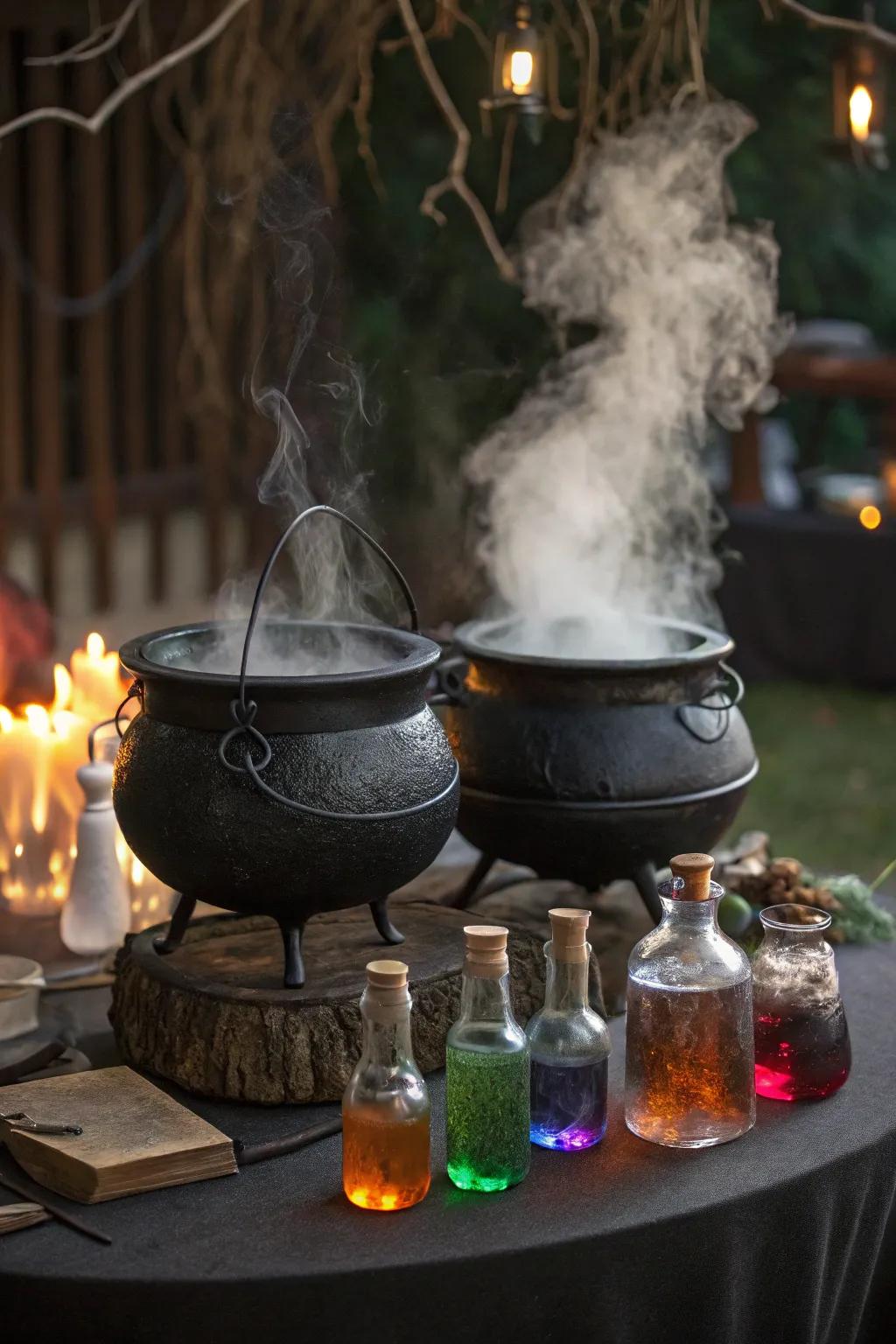 A potion dispensary entices guests to mix up some Halloween magic.