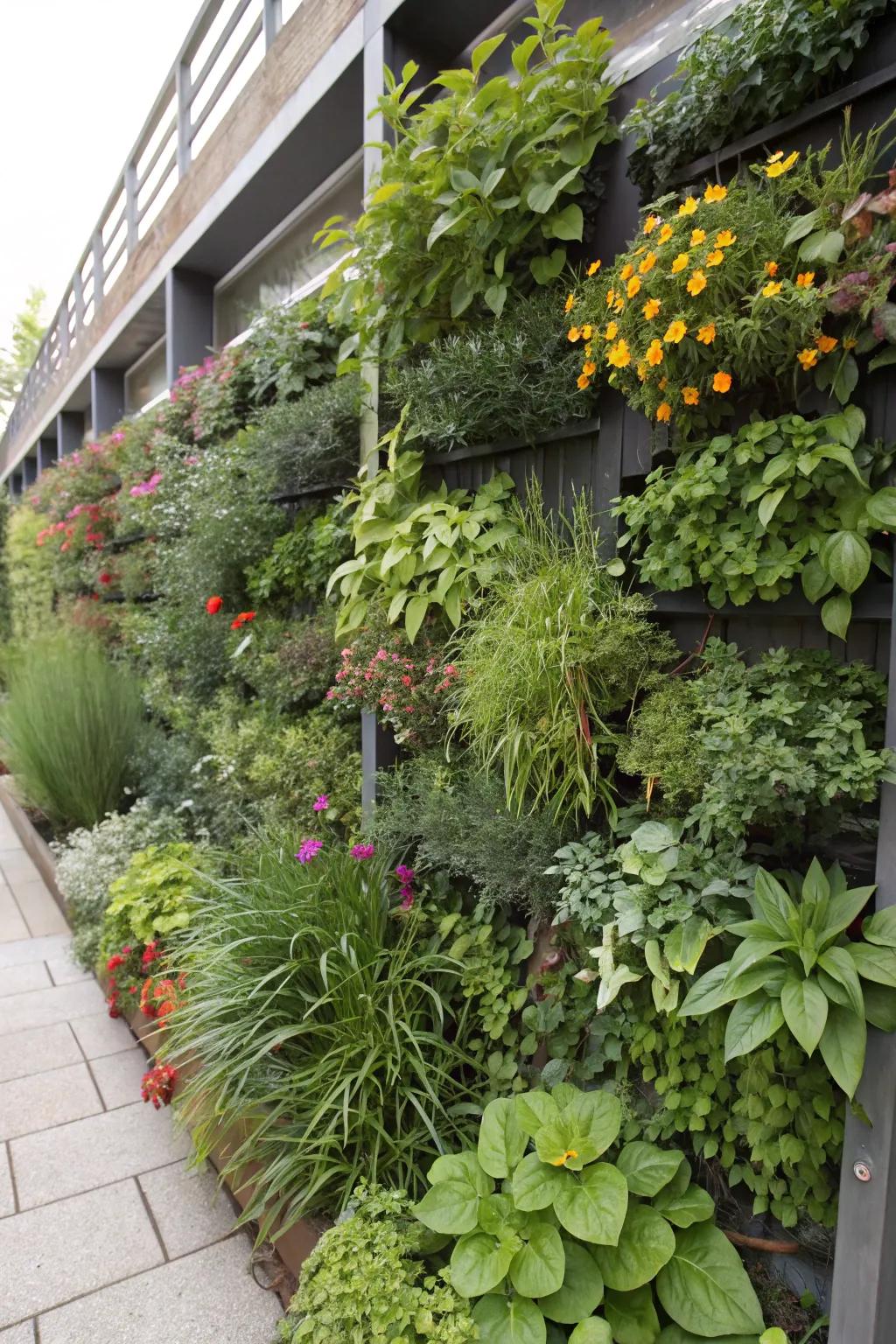 Standing cultivated area walls introduce greenery and conserve floor space within your outdoor personal sanctuary.