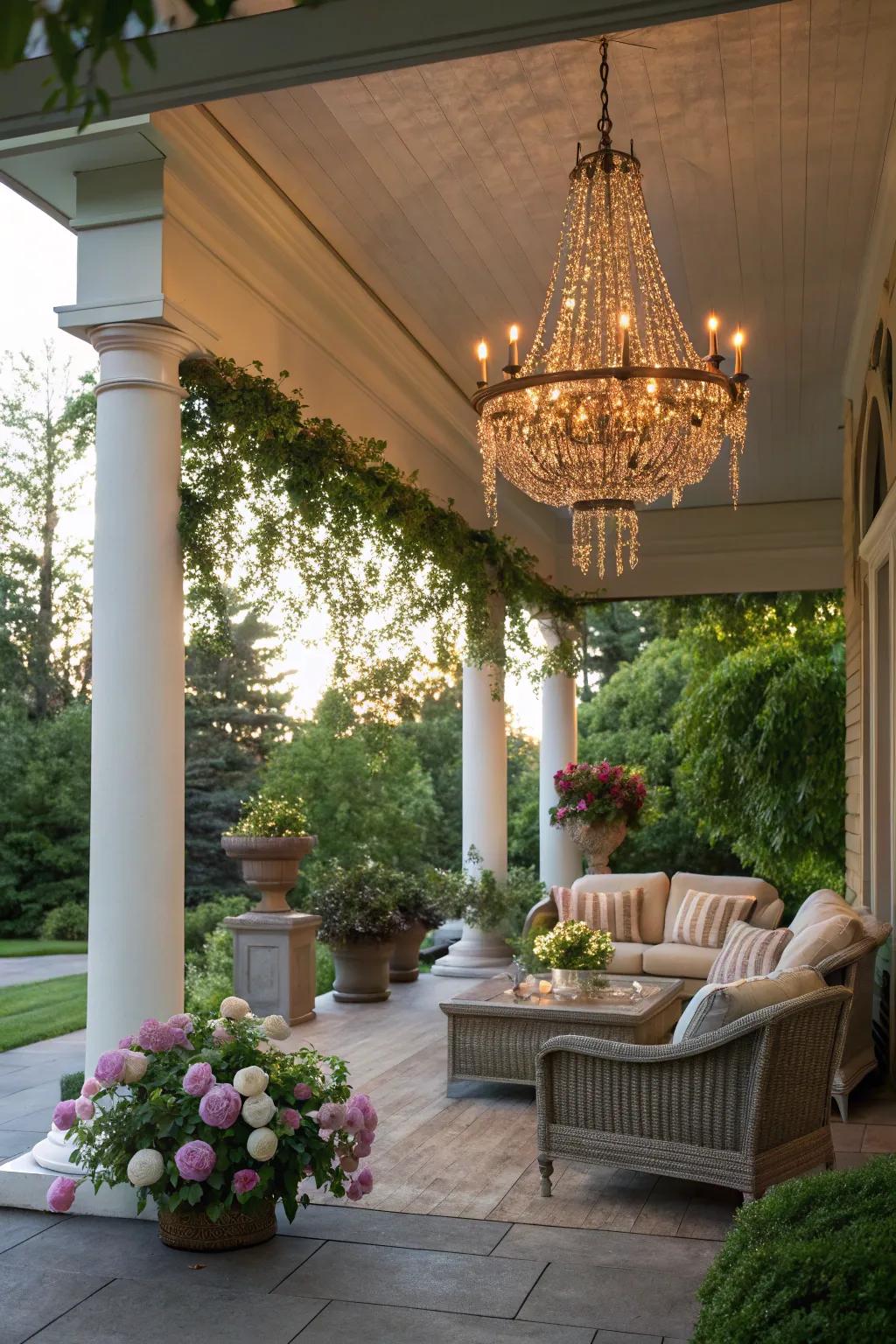 Candelabras append an unforeseen touch of opulence to verandas.