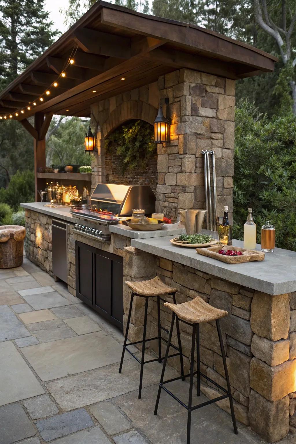 An outdoor bar complements your BBQ zone for a thorough entertainment experience.