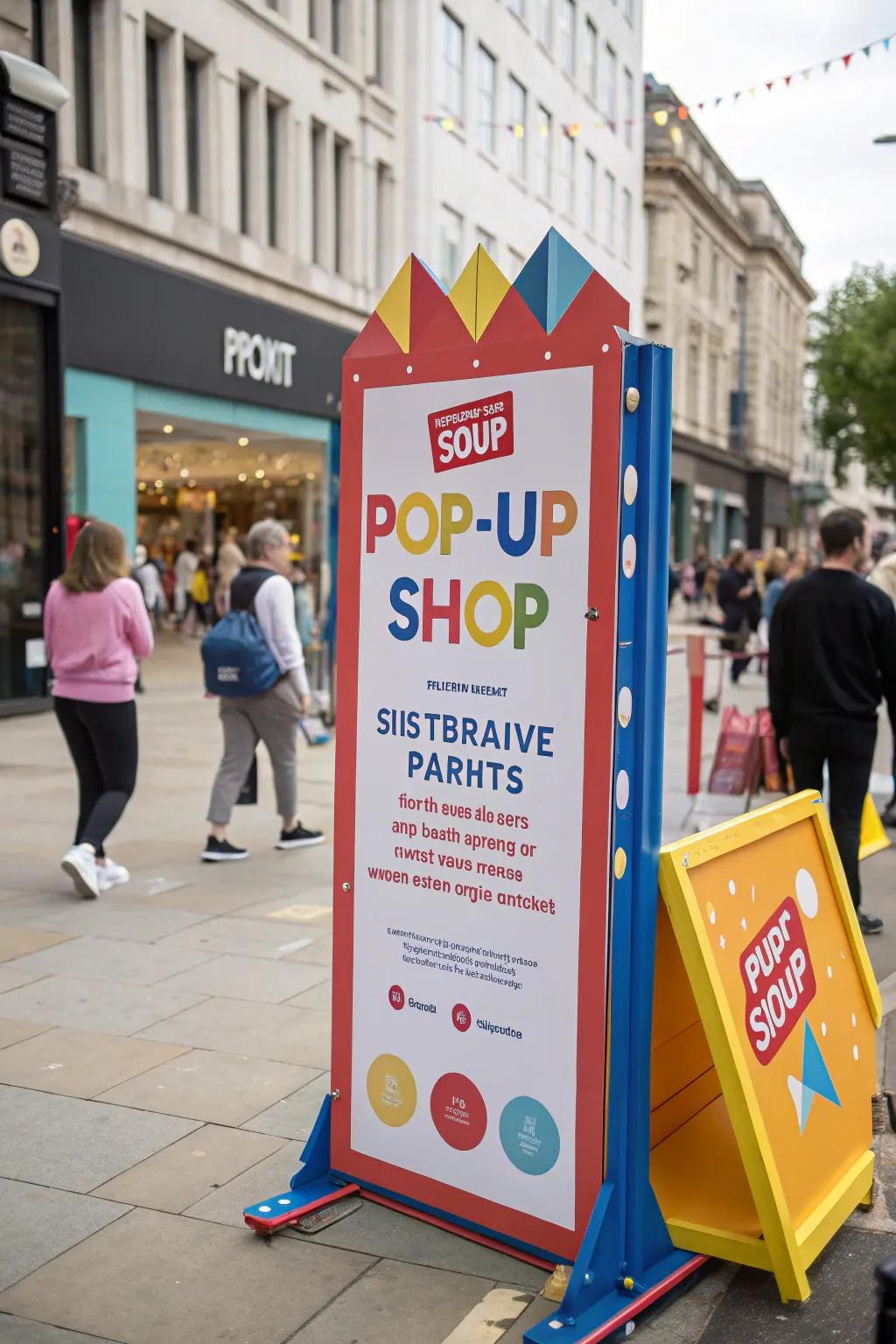 Playful sign featuring interactive components that invite engagement.