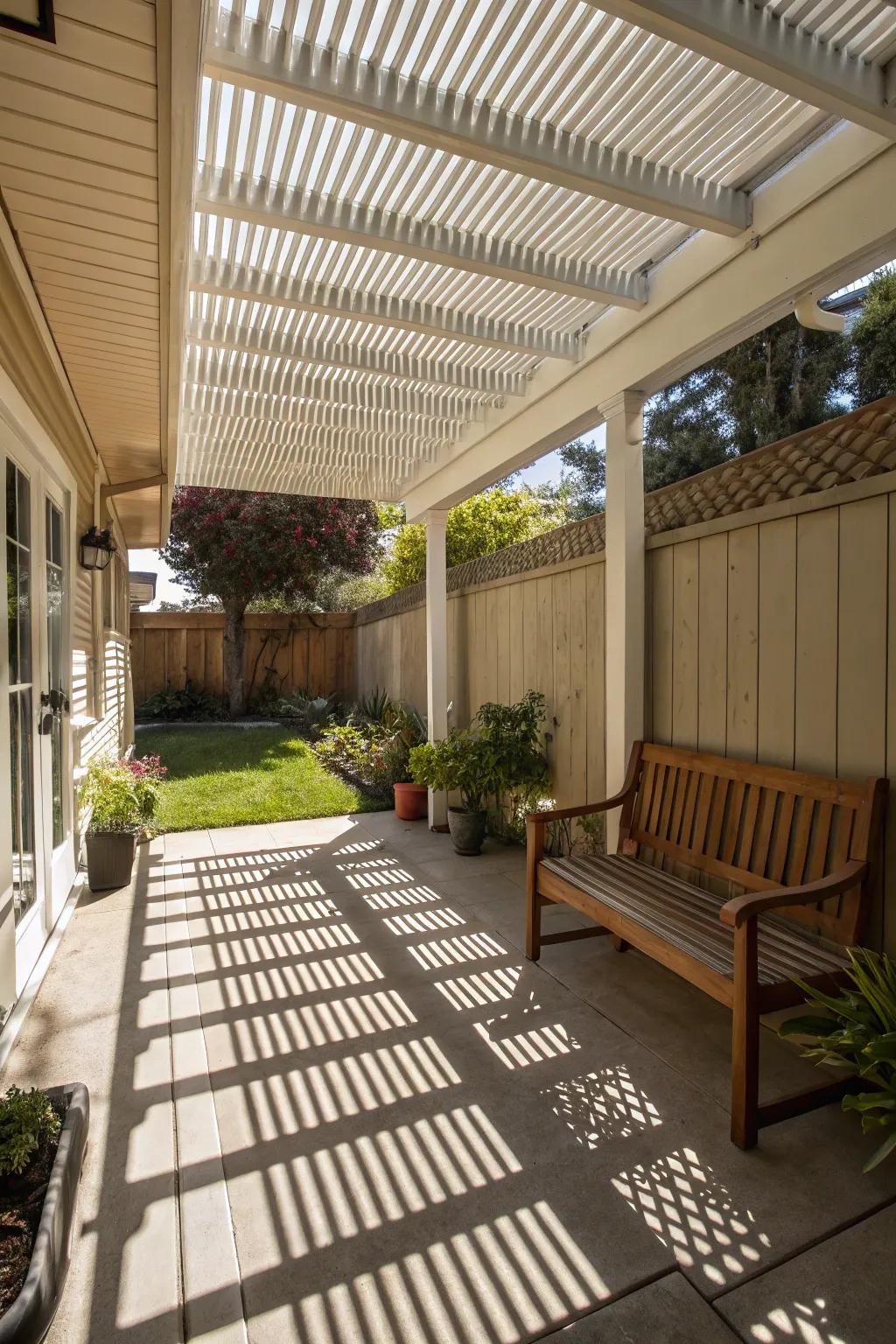 Design dynamic light designs using a louvered roof.