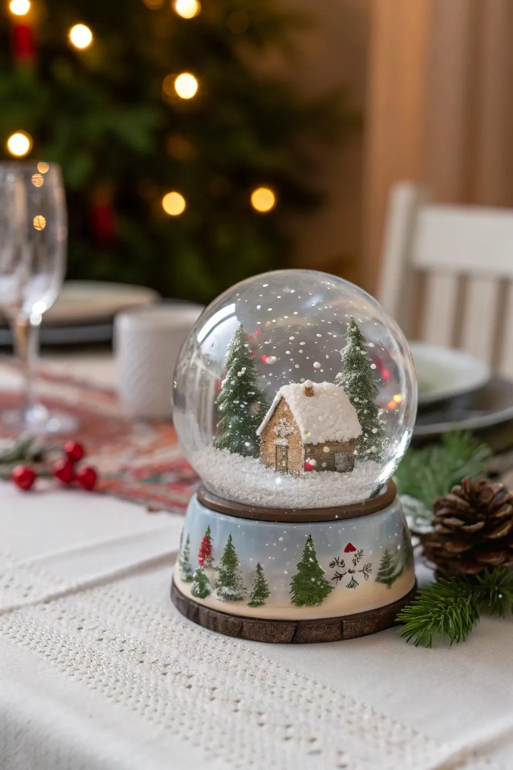 An enchanting winter wonderland in a sphere.