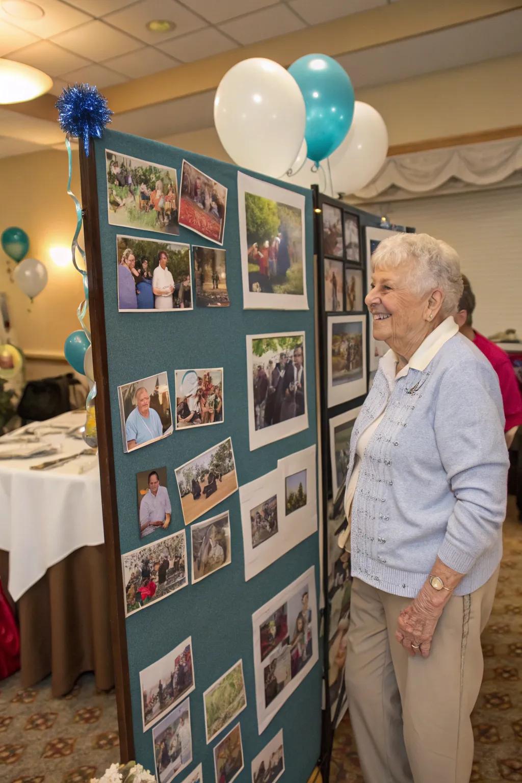 A picture partition showcases a visual odyssey of the retiree's existence.