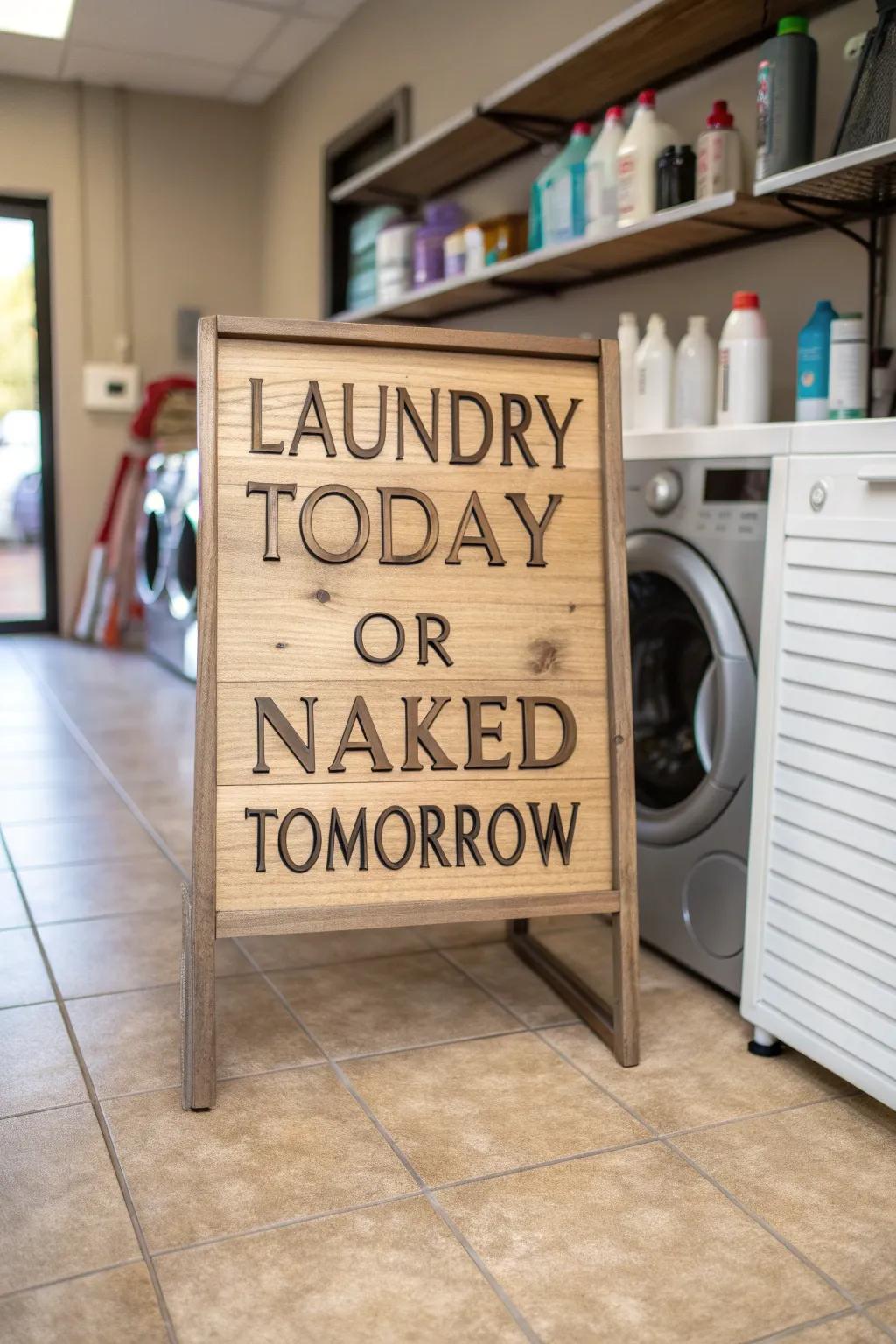 Incorporate humor to chores with a playful laundering marker.