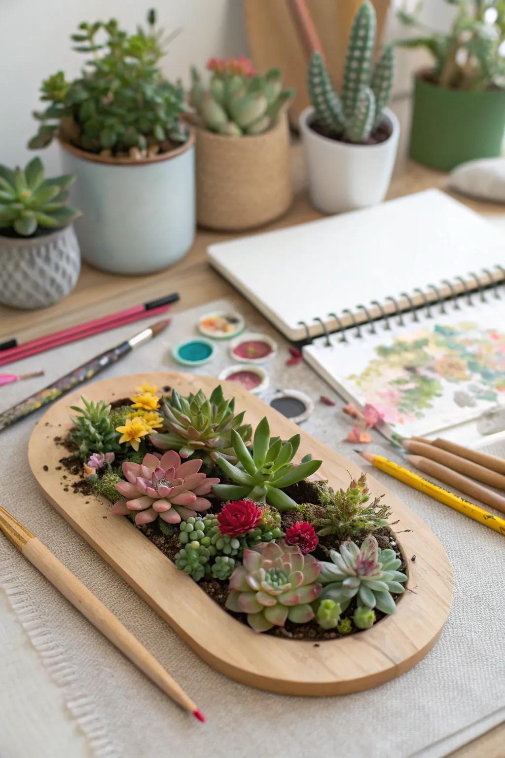 A timbered palette proffers an inventive foundation for botanical spectacles.